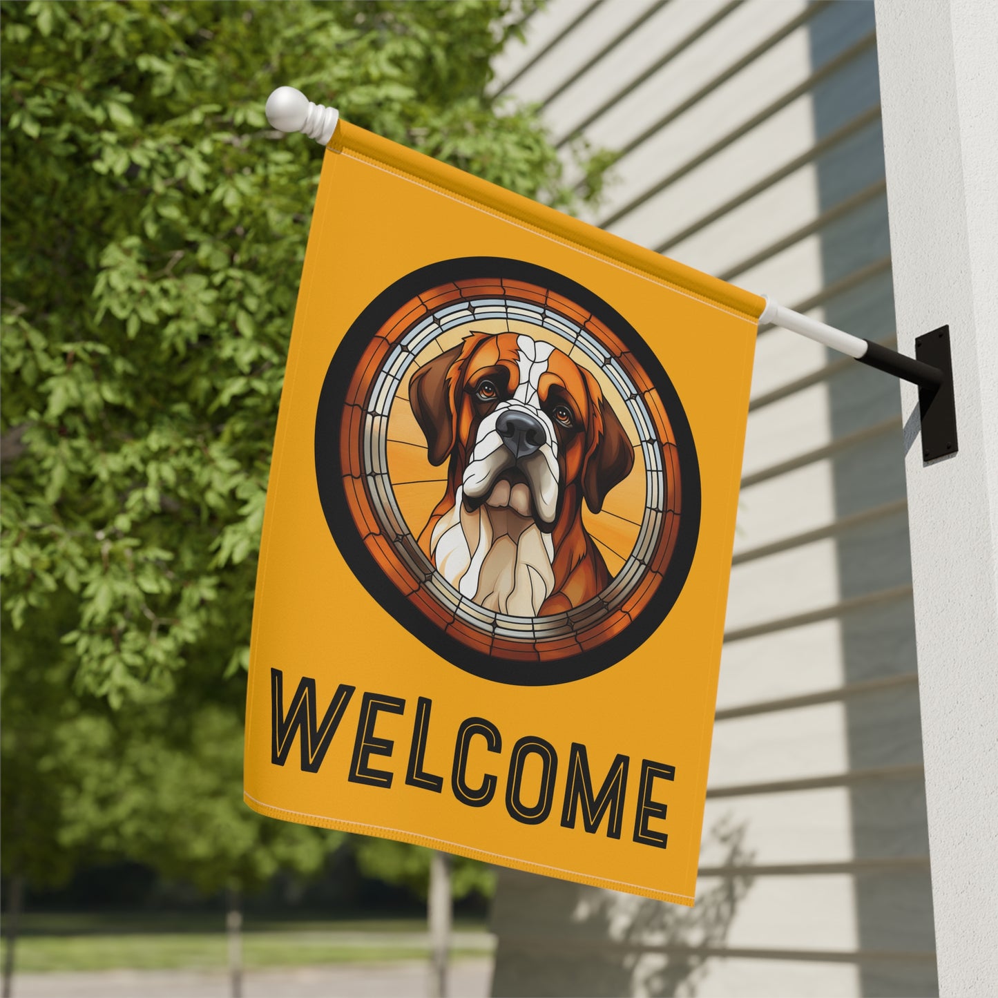 Saint Bernard Welcome 2-Sided Garden & House Flag/Banner