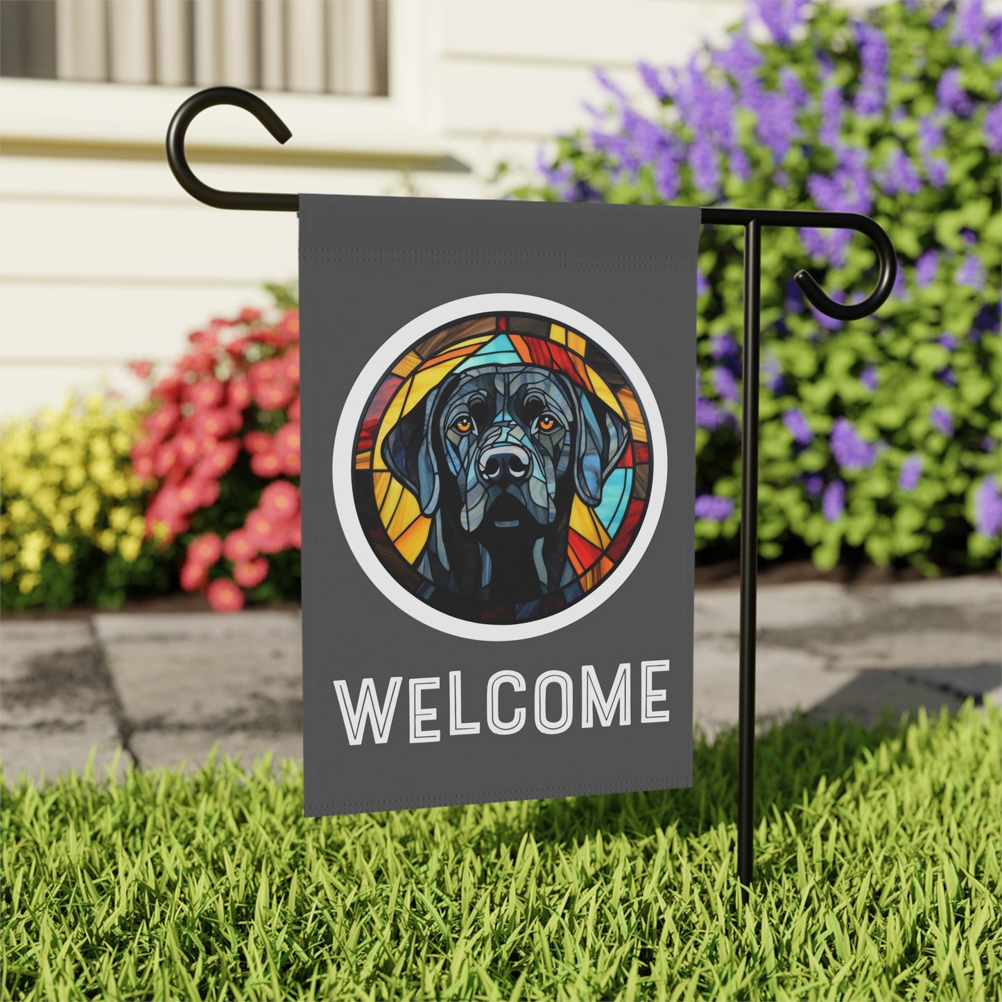 Black Labrador Welcome 2-Sided Garden & House Flag/Banner