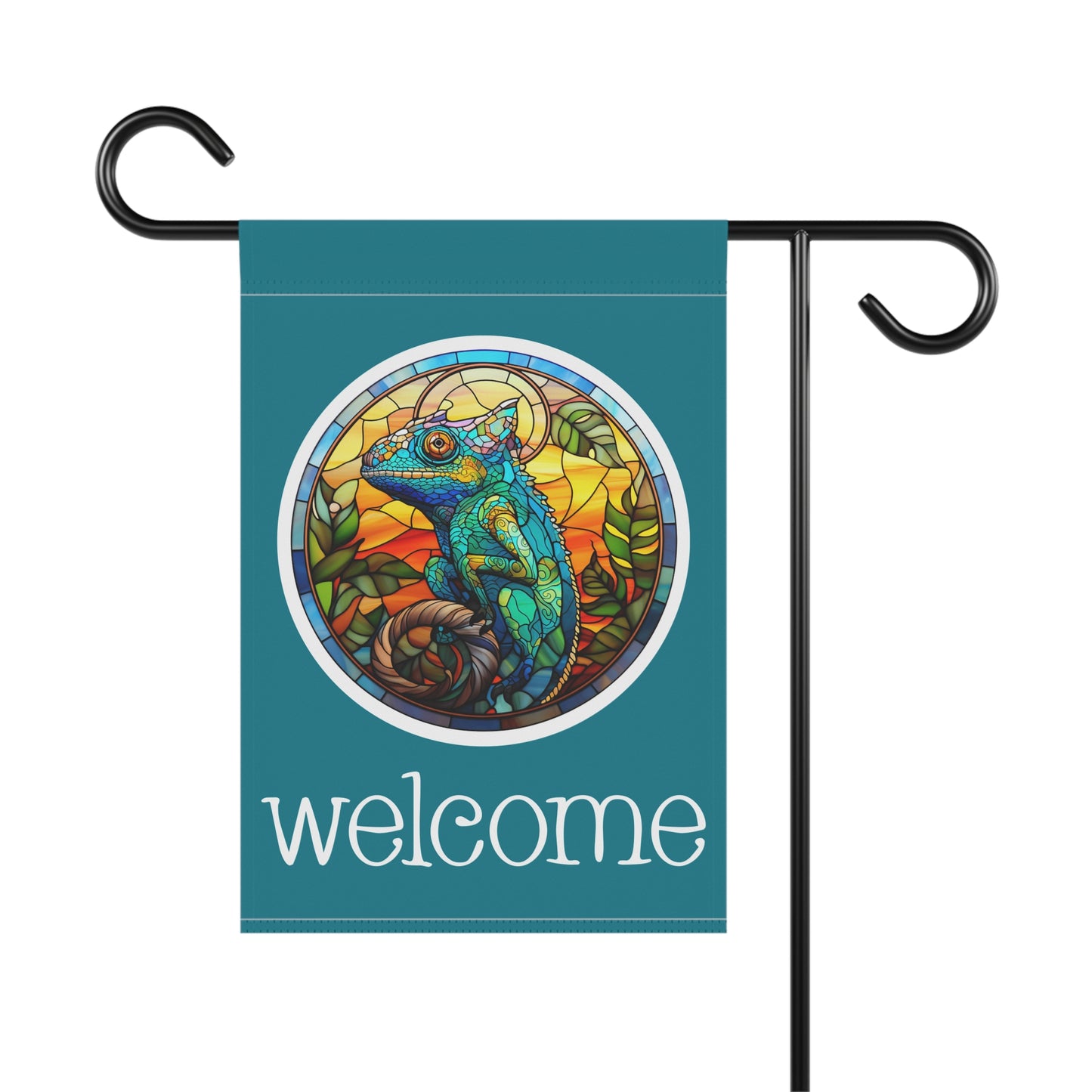 Chameleon Welcome 2-Sided  Garden & House Flag/Banner