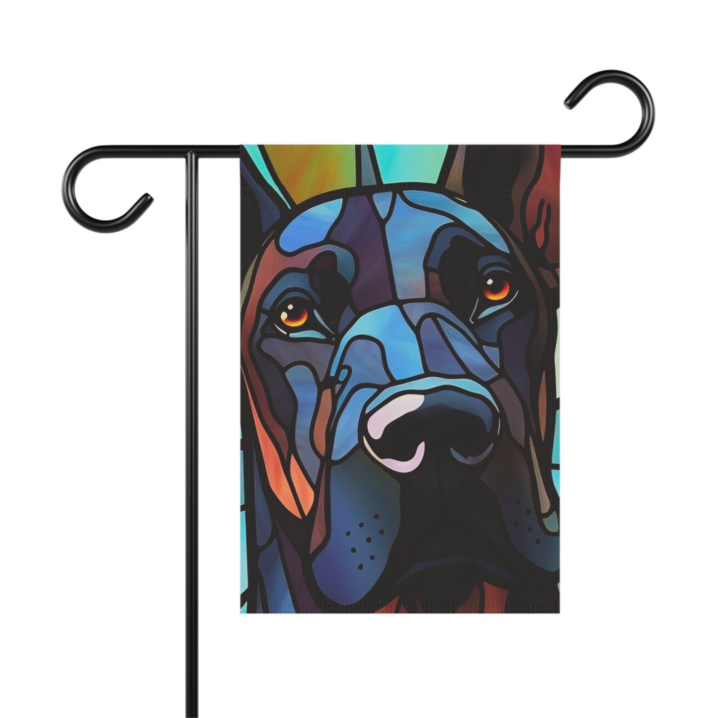 Great Dane Face Stained Glass Look 2-Sided Garden & House Flag/Banner