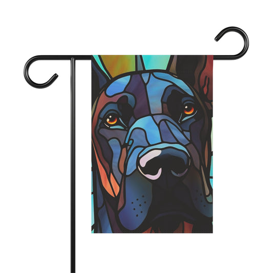 Great Dane Face Stained Glass Look 2-Sided Garden & House Flag/Banner