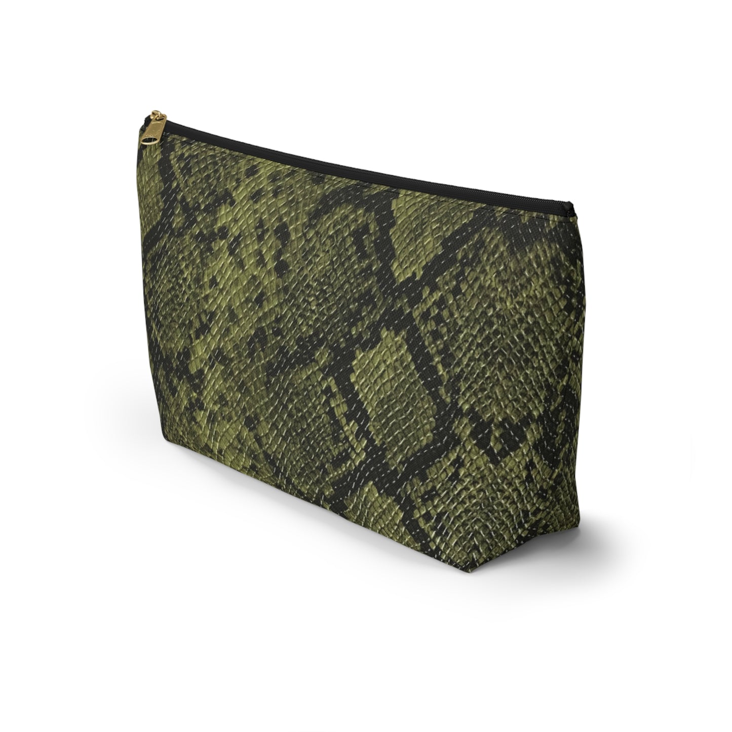 Faux Python in Green Accessory Pouch w T-bottom