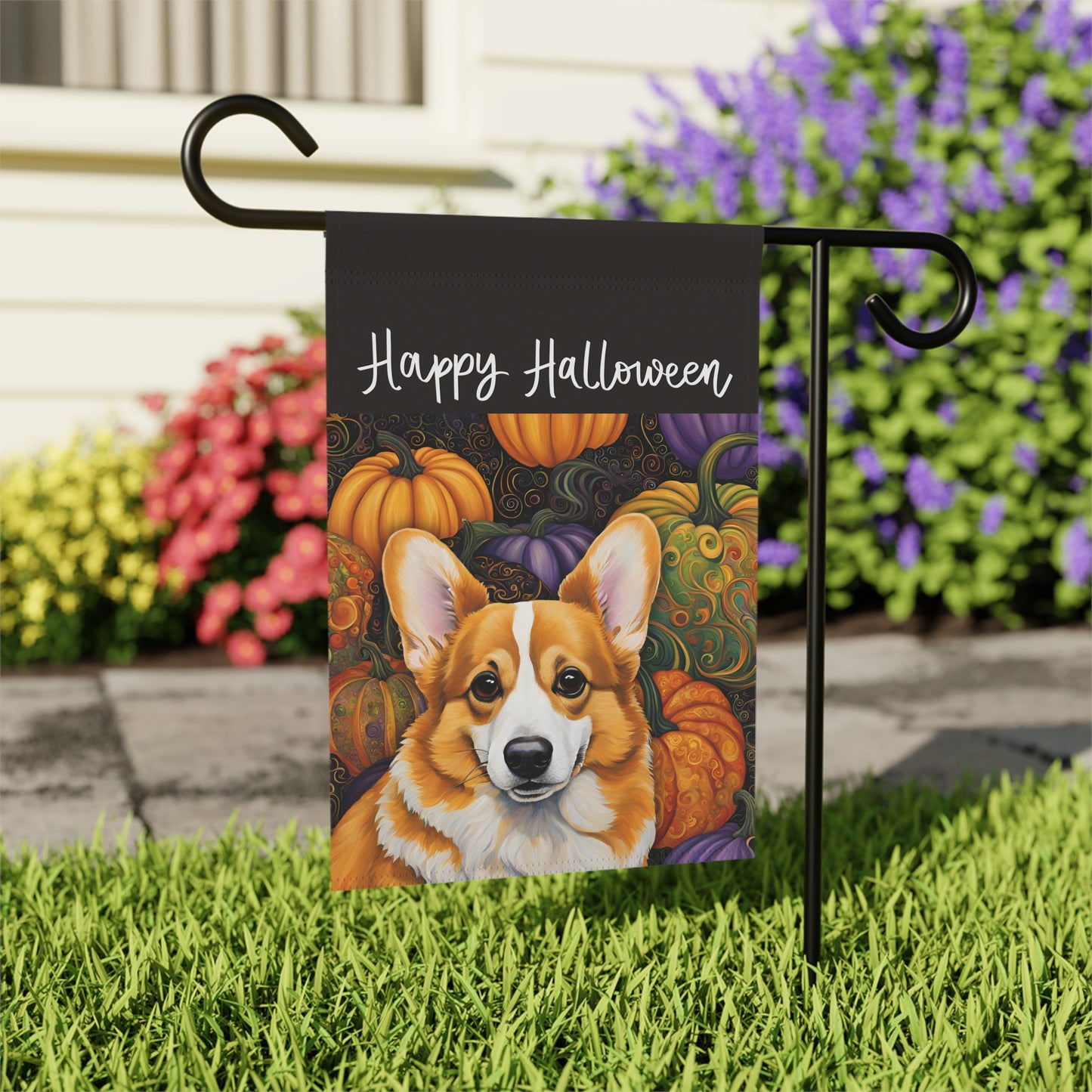 Corgi Happy Halloween 2-Sided Garden & House Flag/Banner