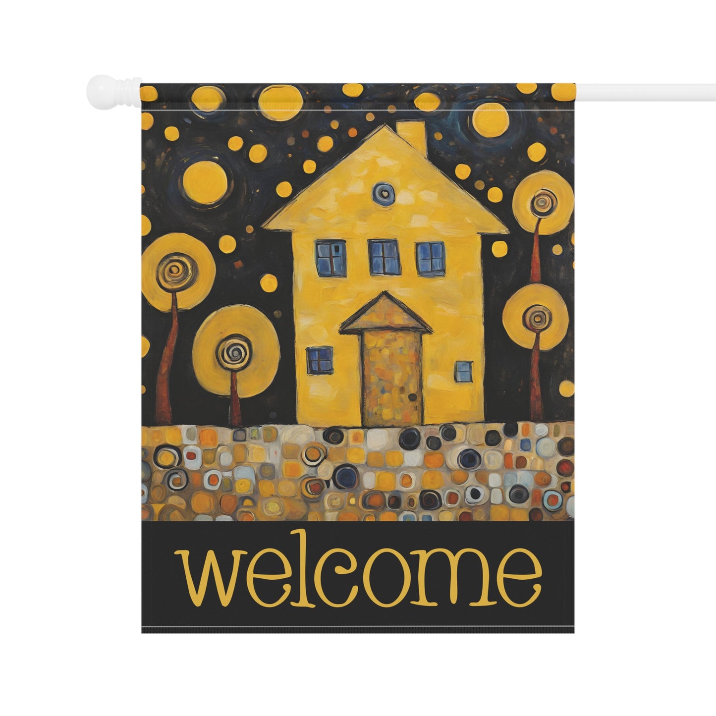 Yellow House Welcome 2-Sided Garden & House Flag/Banner