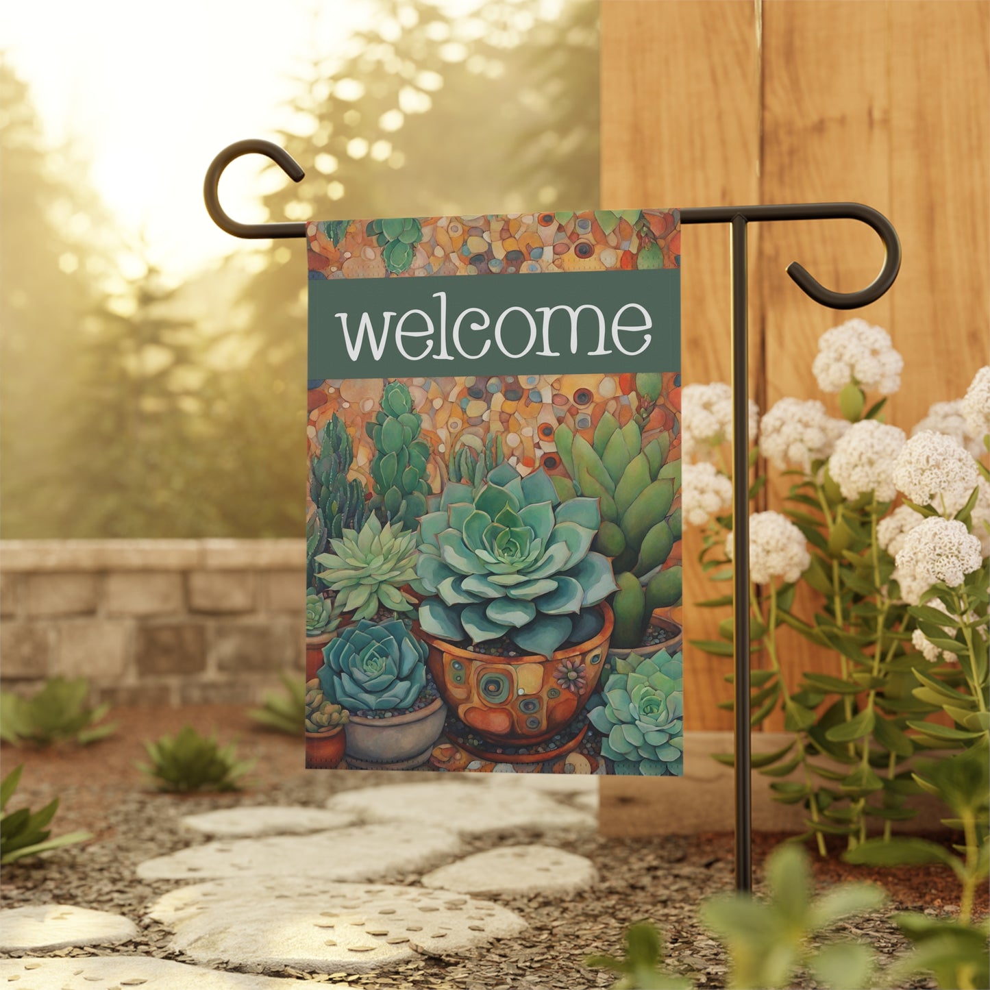 Succulents Welcome 2-Sided Garden & House Flag/Banner