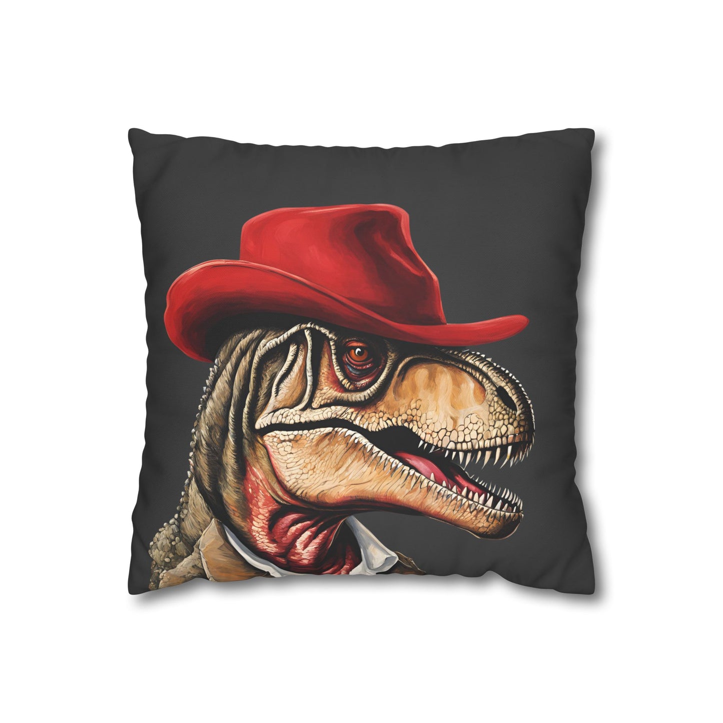 Red Hat T-Rex Square Poly Canvas Pillowcase