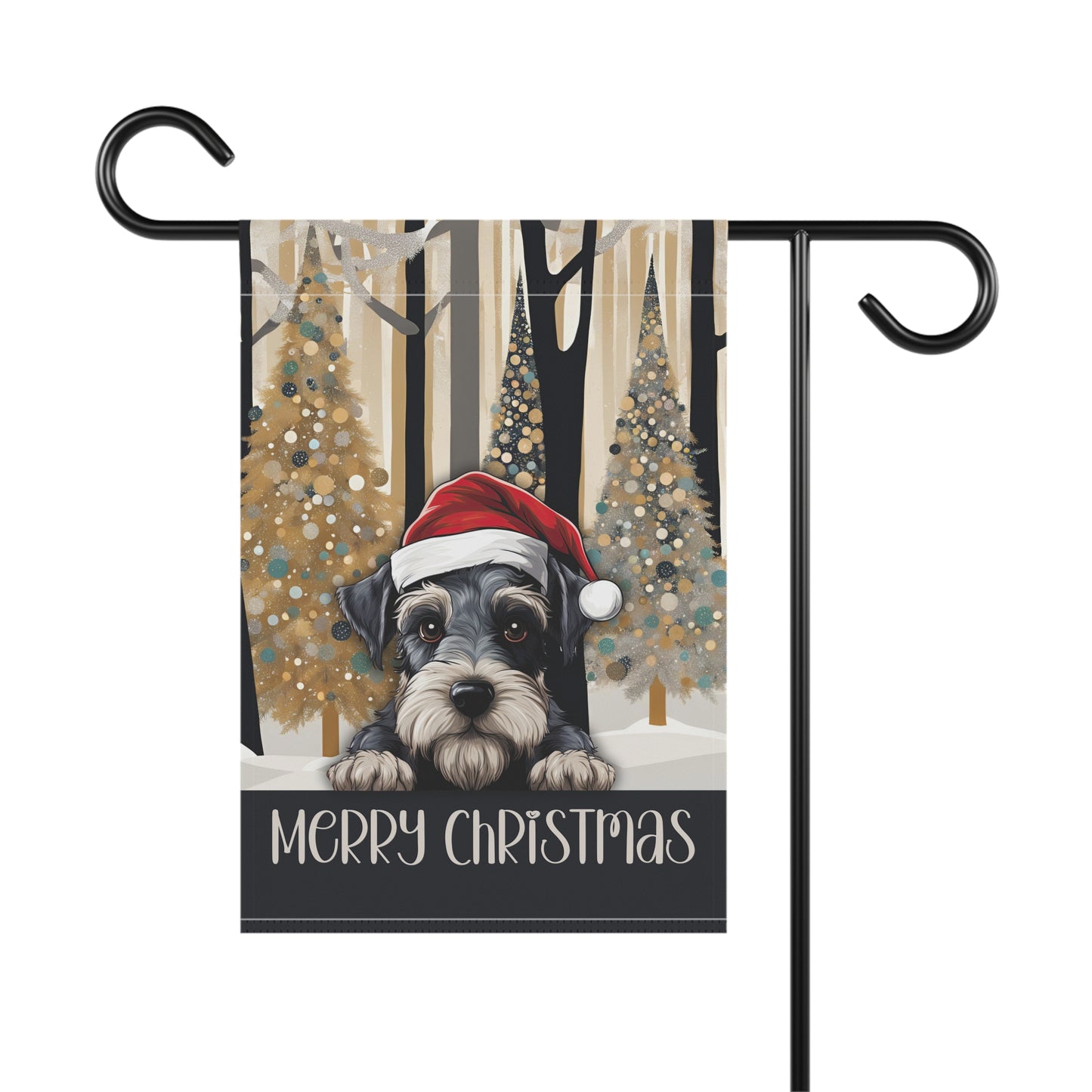 Miniature Schnauzer Merry Christmas 2-Sided Garden & House FLag/Banner