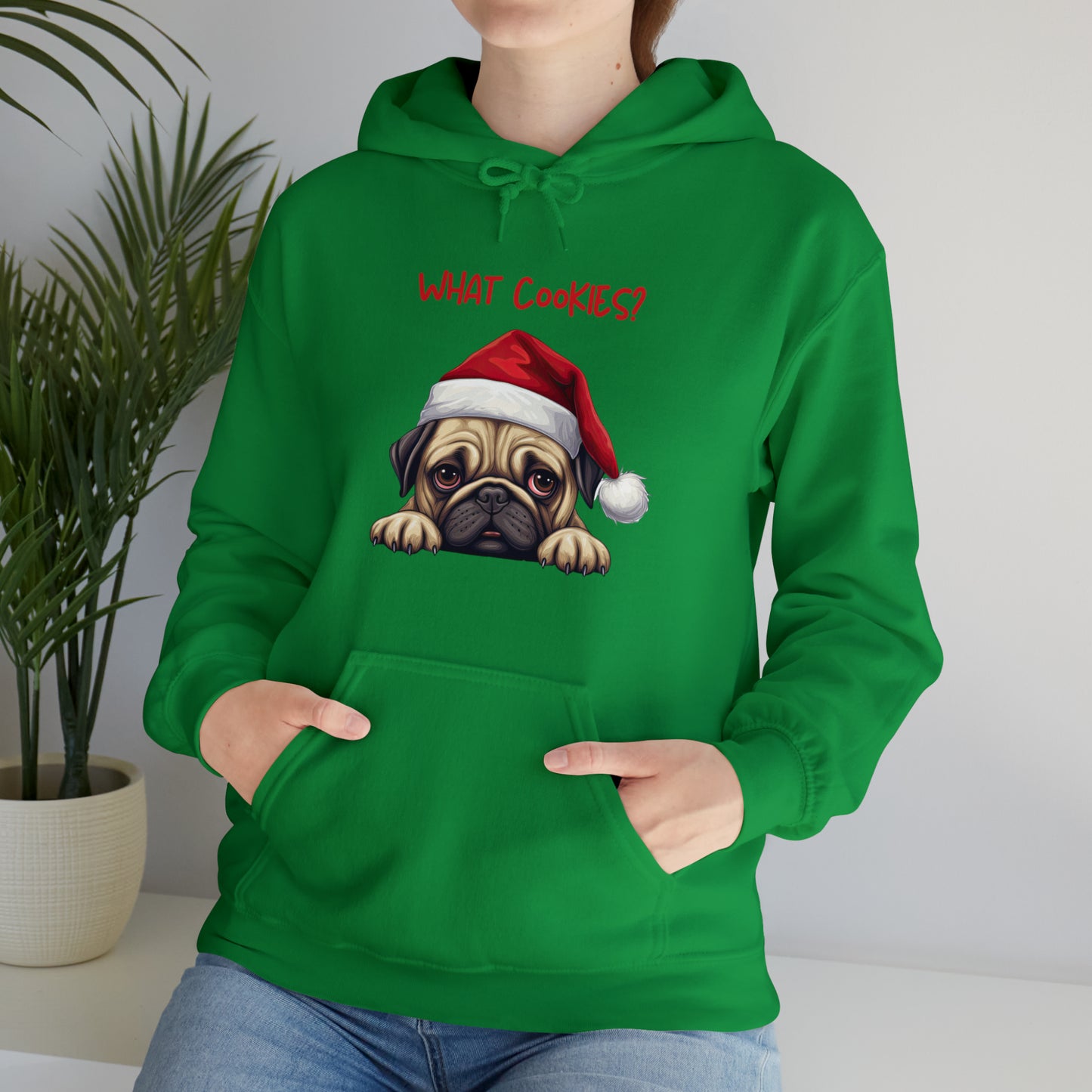 What Cookies? Pug in Santa Hat Unisex Heavy Blend™ Hooded Sweatshirt