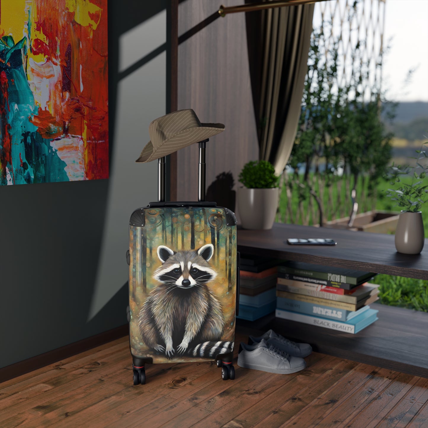 Mountain Forest Raccoon Suitcase