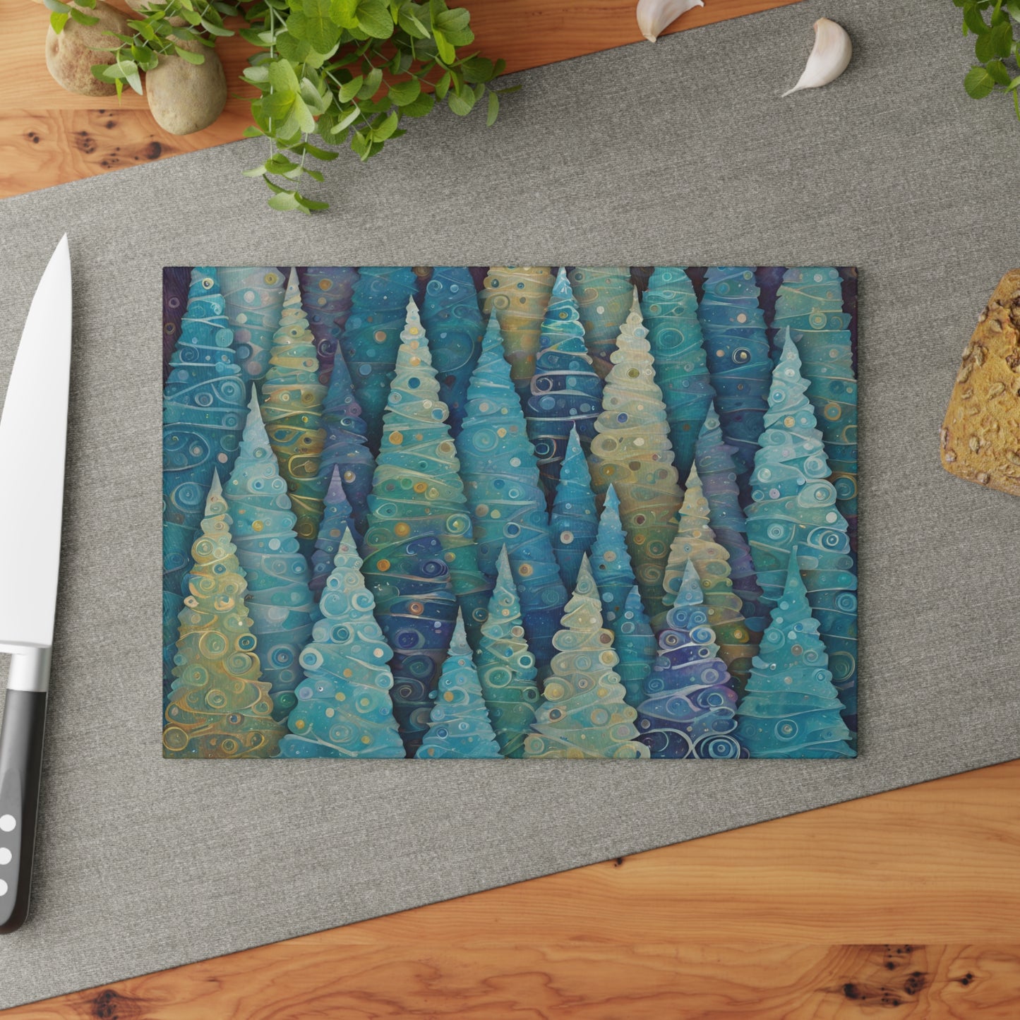 Cool Trees Holiday Tempered Glass Cutting Board