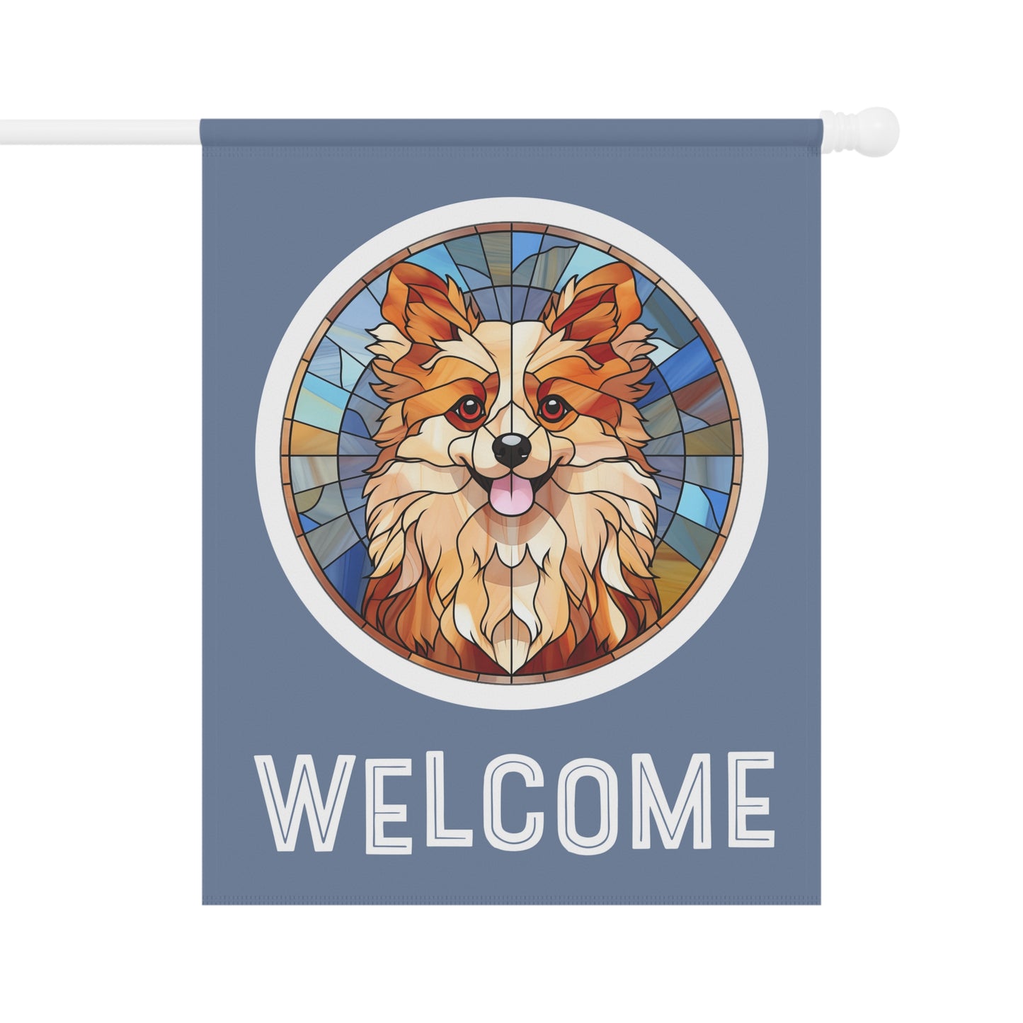 Pomeranian Welcome 2-Sided Garden & House Flag/Banner