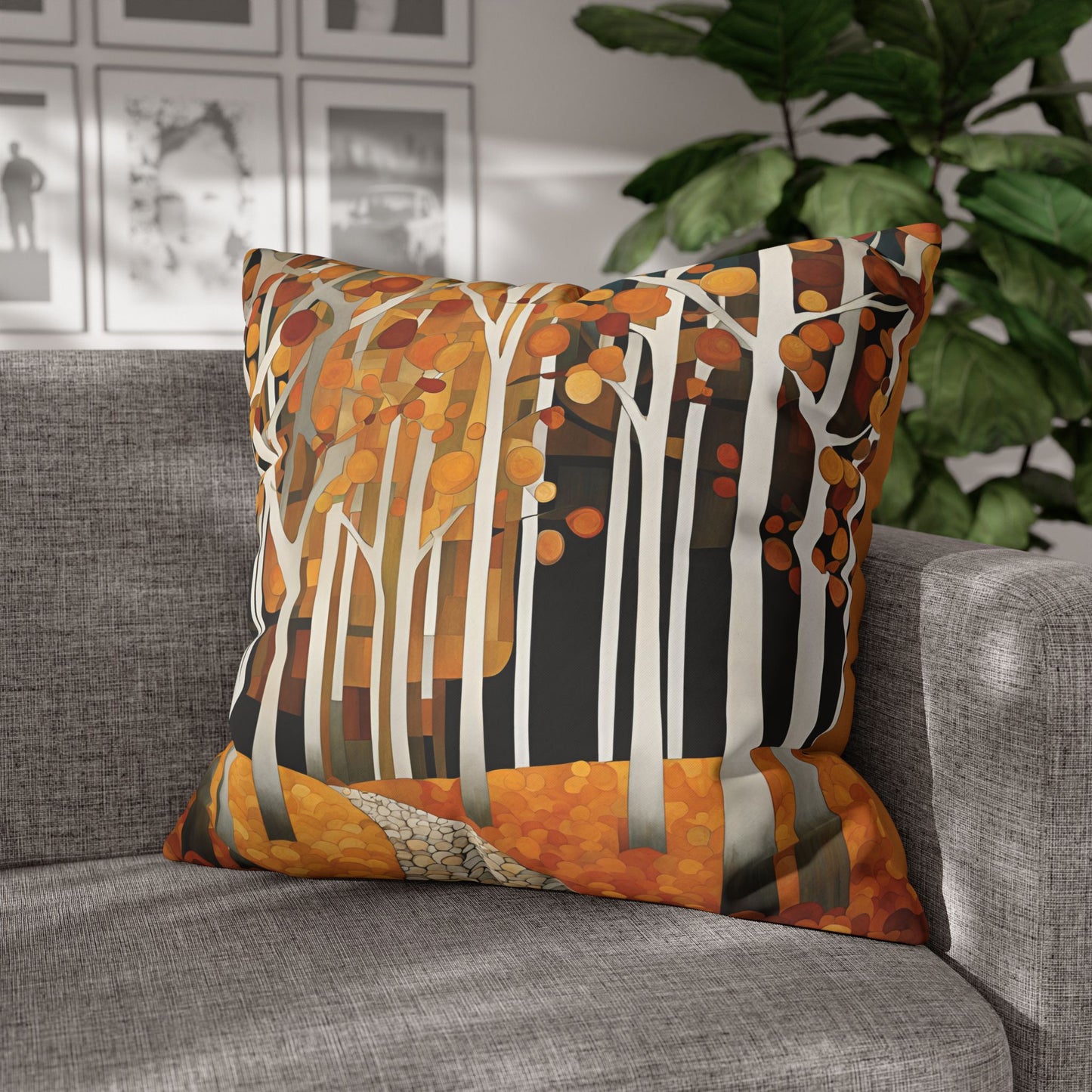 Autumn Path Square Poly Canvas Pillowcase