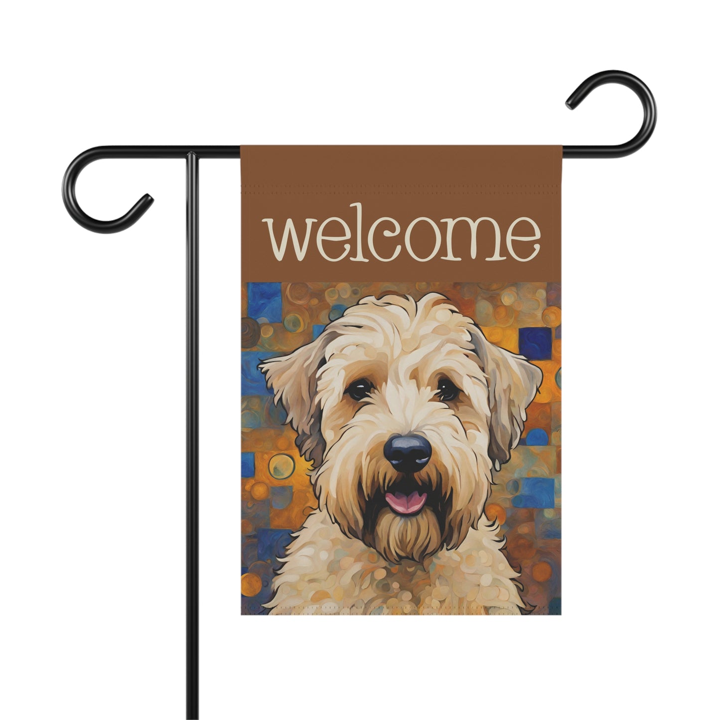 Wheaten Terrier Welcome 2-Sided Garden & House Flag/Banner