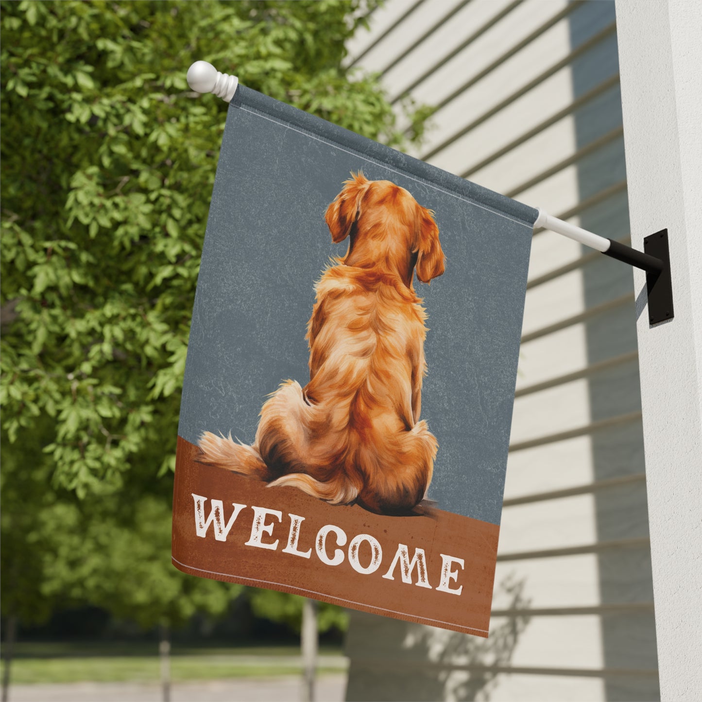 Golden Retriever Welcome 2-Sided Garden & House Flag/Banner