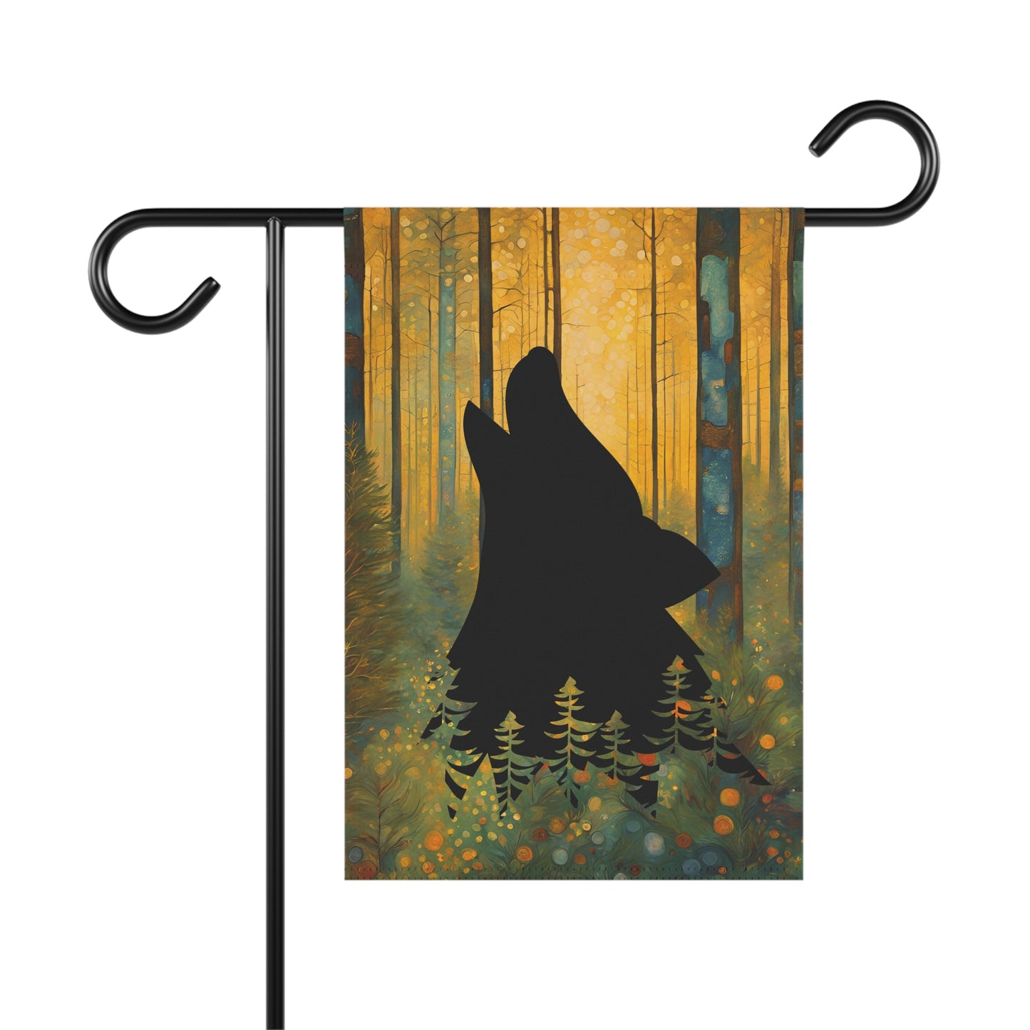 Wolf Head Silhouette 2-Sided Garden & House Flag/Banner