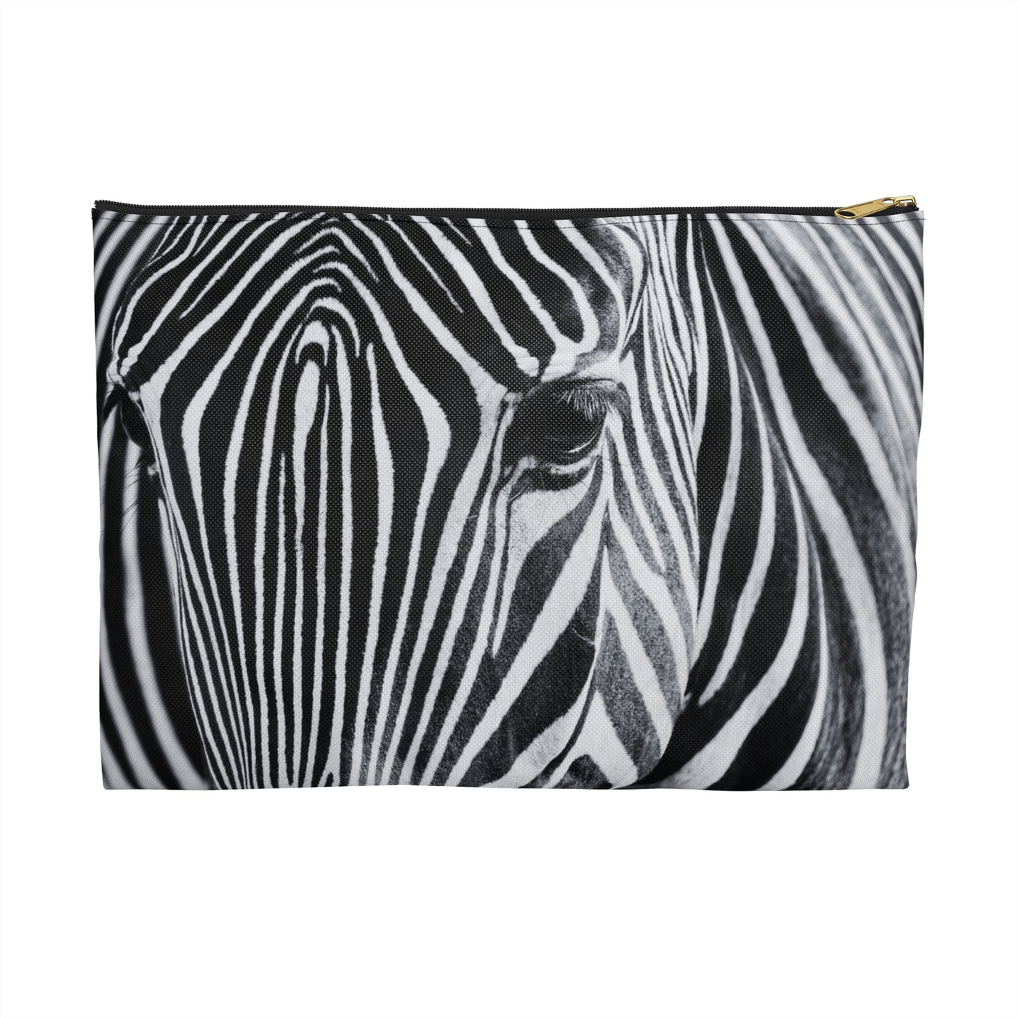 Zebra Closeup Black & White Journal Pencil Makeup Zipper Accessory Pouch