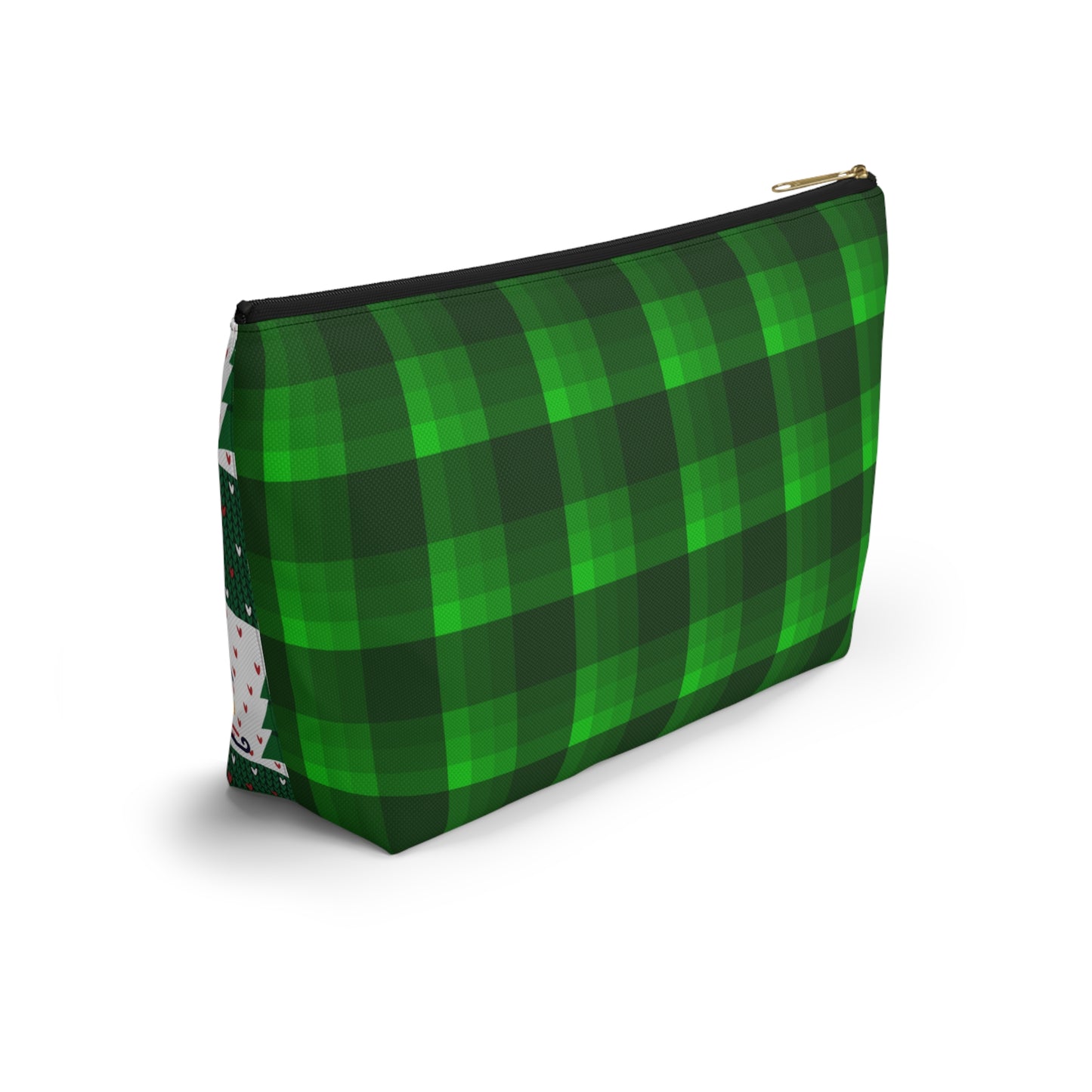 Sledding Penguins Green Plaid Accessory Pouch w T-bottom