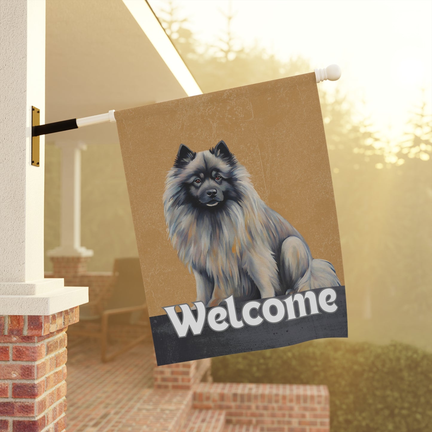 Keeshond Welcome 2-Sided Garden & House Flag/Banner