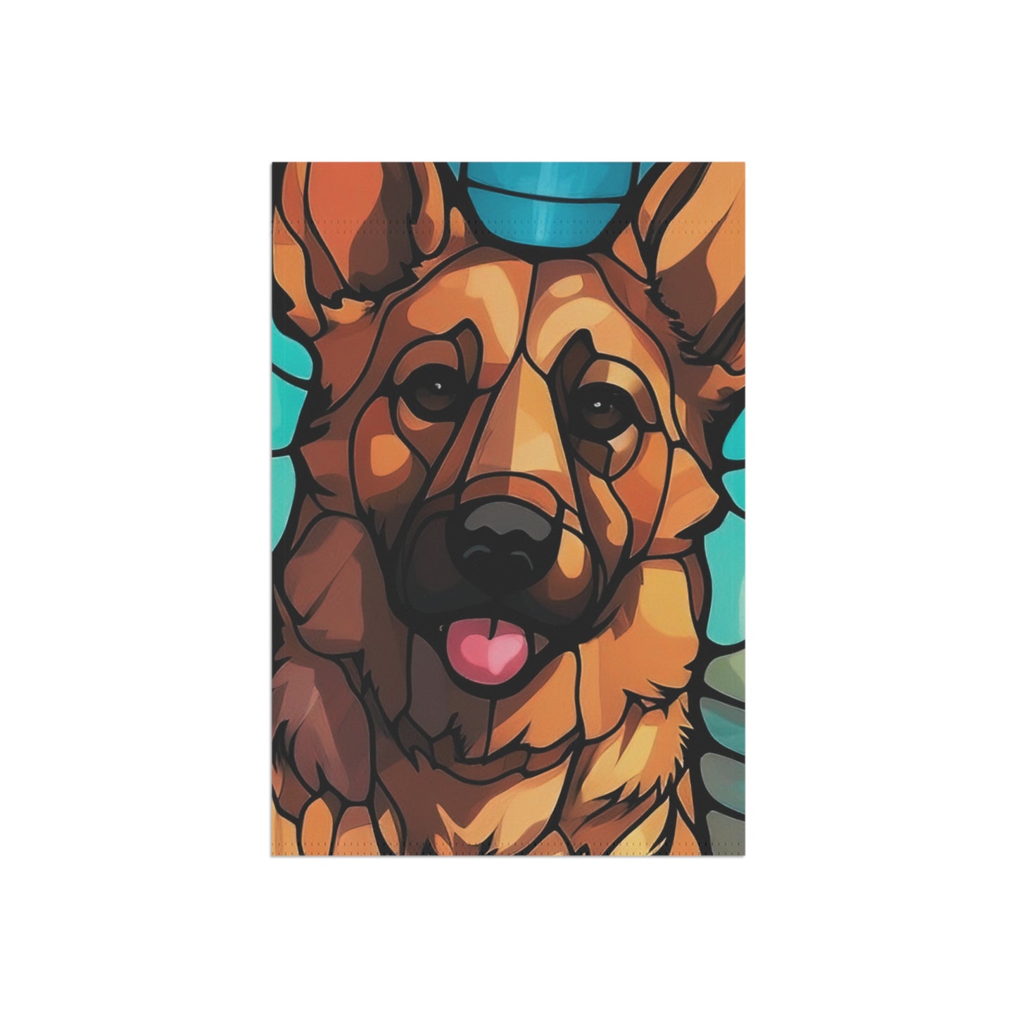 German Shepherd Face Stained Glass Look 2-Sided Garden & House Flag/Banner