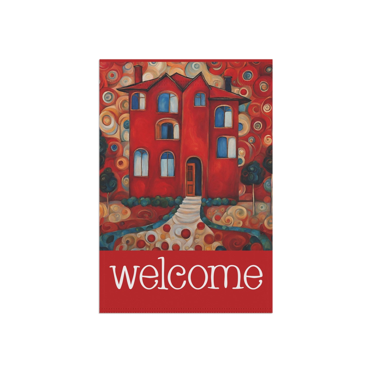 Red House Welcome 2-Sided Garden & House Flag/Banner