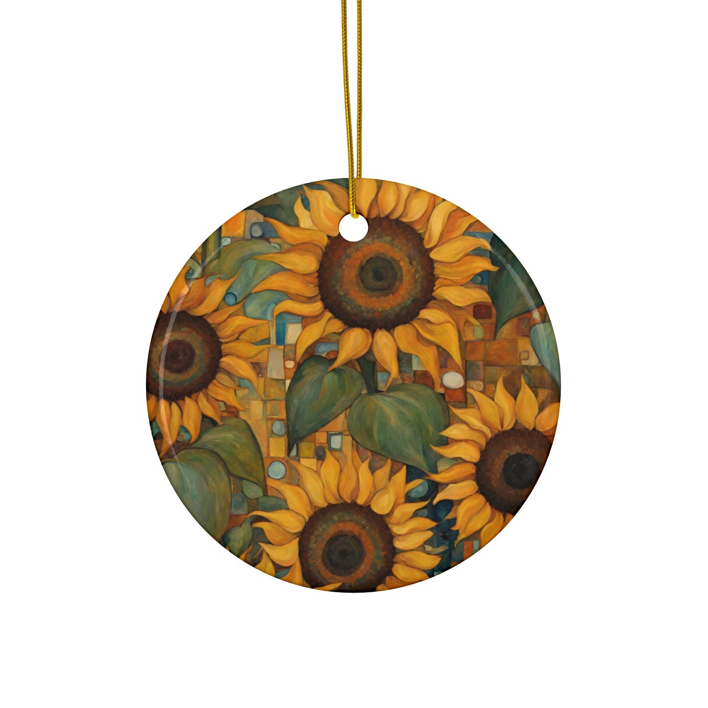 Sun Day Sunflowers 3" Ceramic Ornaments, 2-Side Print, (1pc, 10pcs)