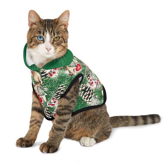 Bows & Pinecones Holiday Pet Hoodie