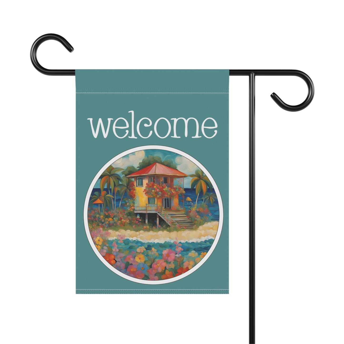 Beach Bungalow Welcome 2-Sided Garden & House Flag/Banner