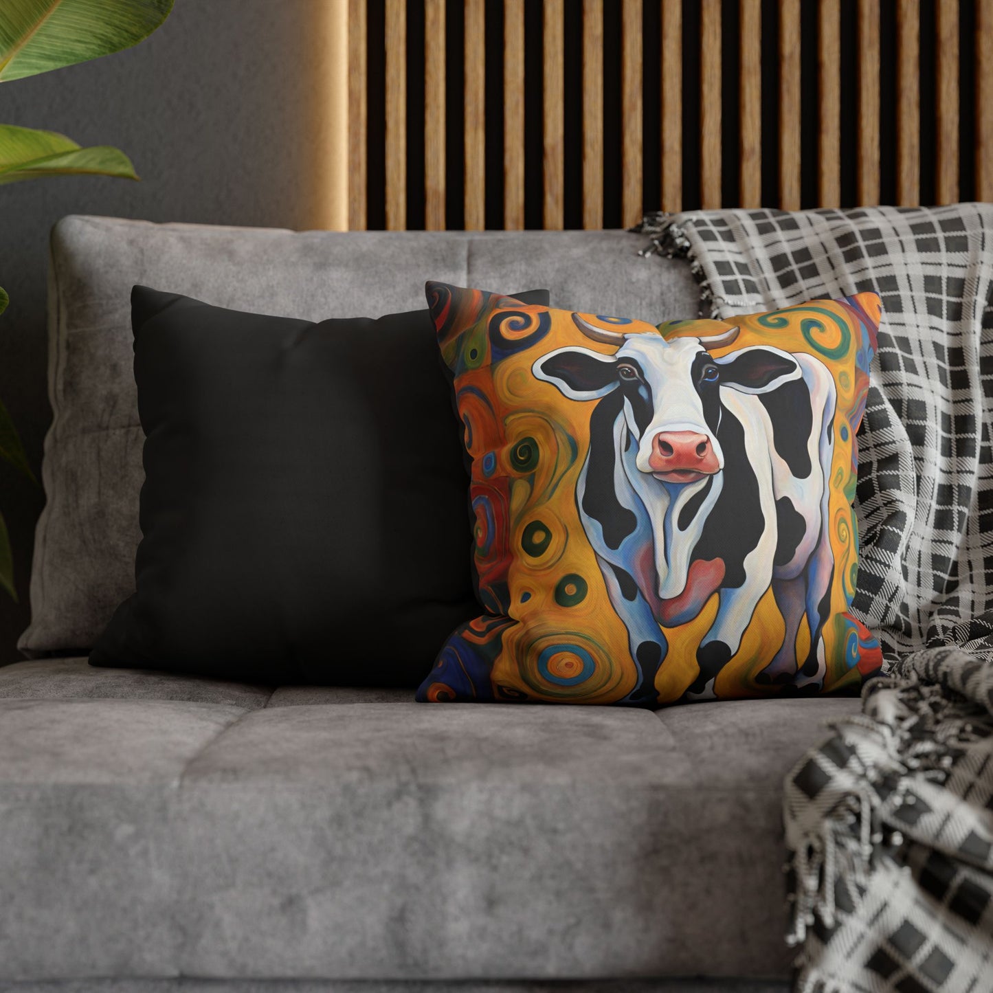 Moove It Cow Square Poly Canvas Pillowcase