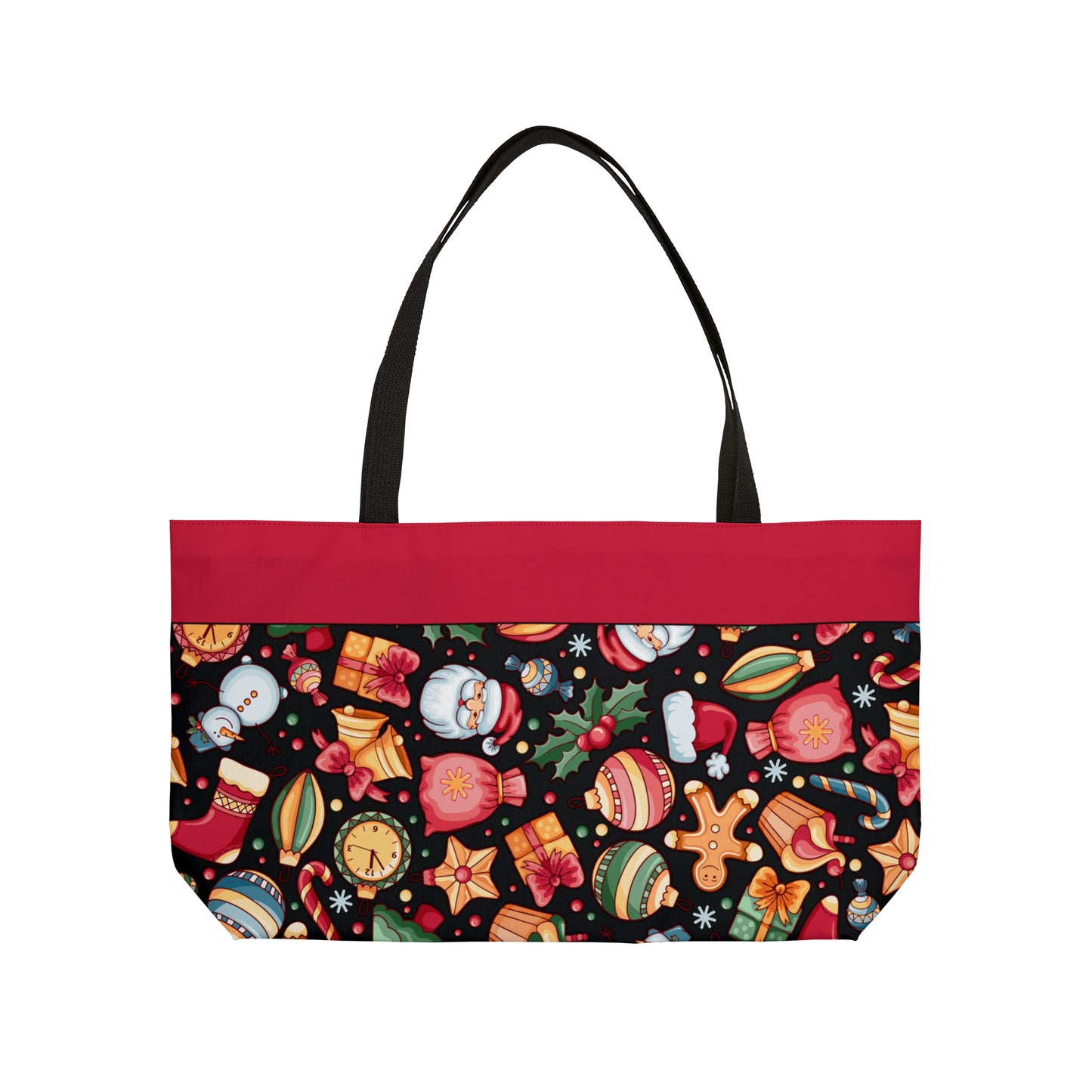 Christmas Icons on Black Weekender Tote Bag