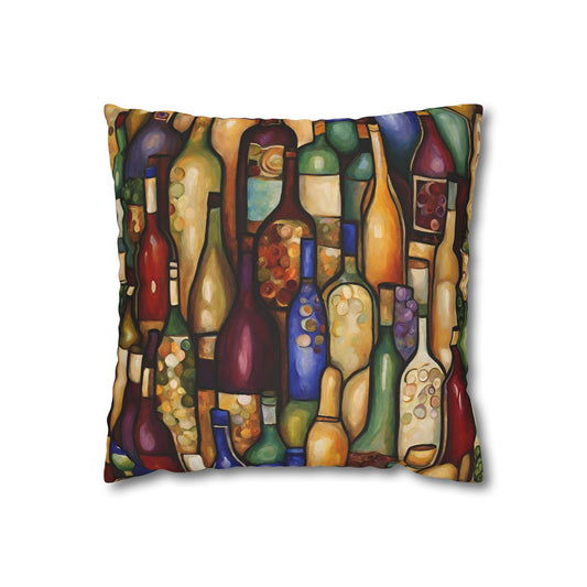 Vino Abstract Square Poly Canvas Pillowcase