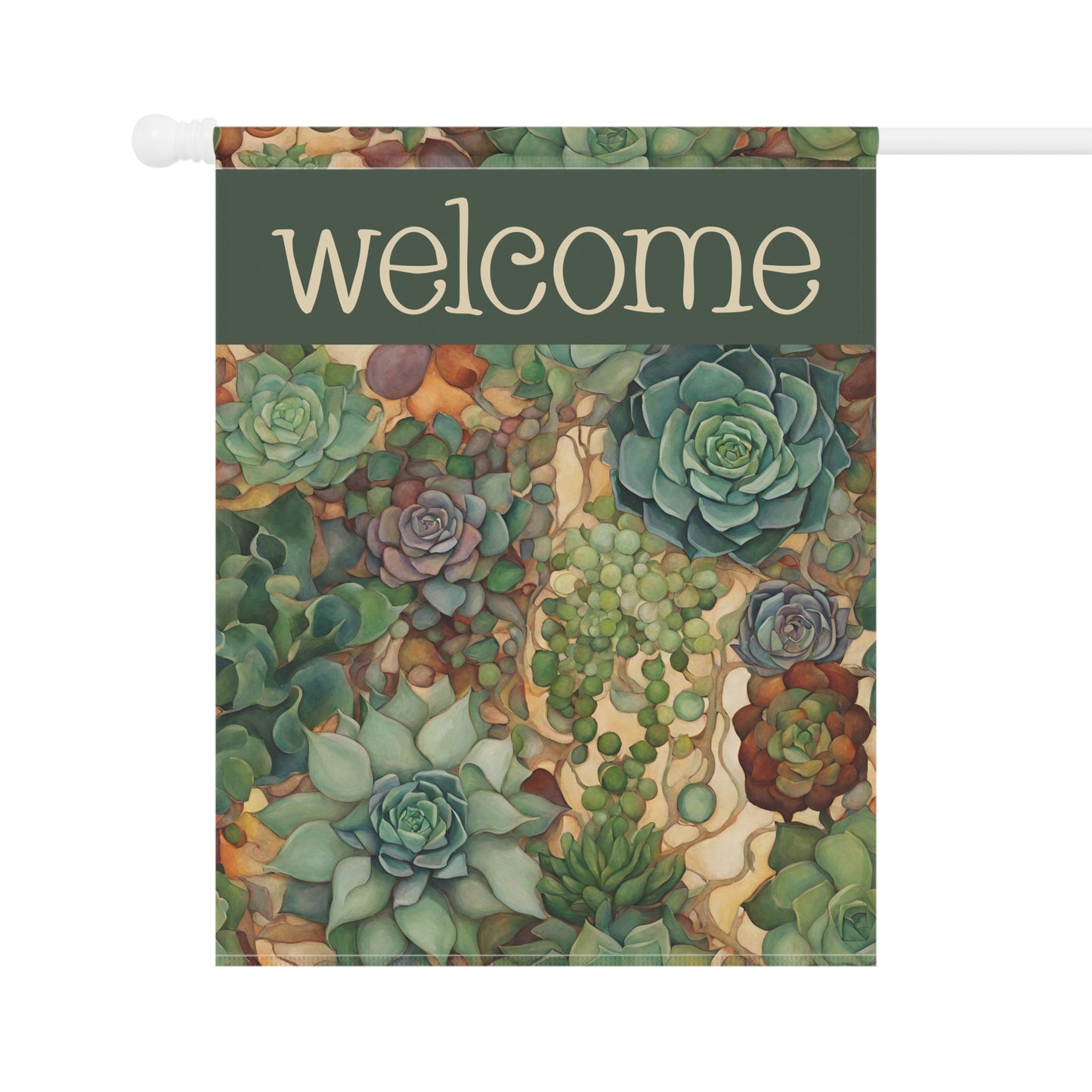 More Succulents Welcome 2-Sided Garden & House Flag/Banner