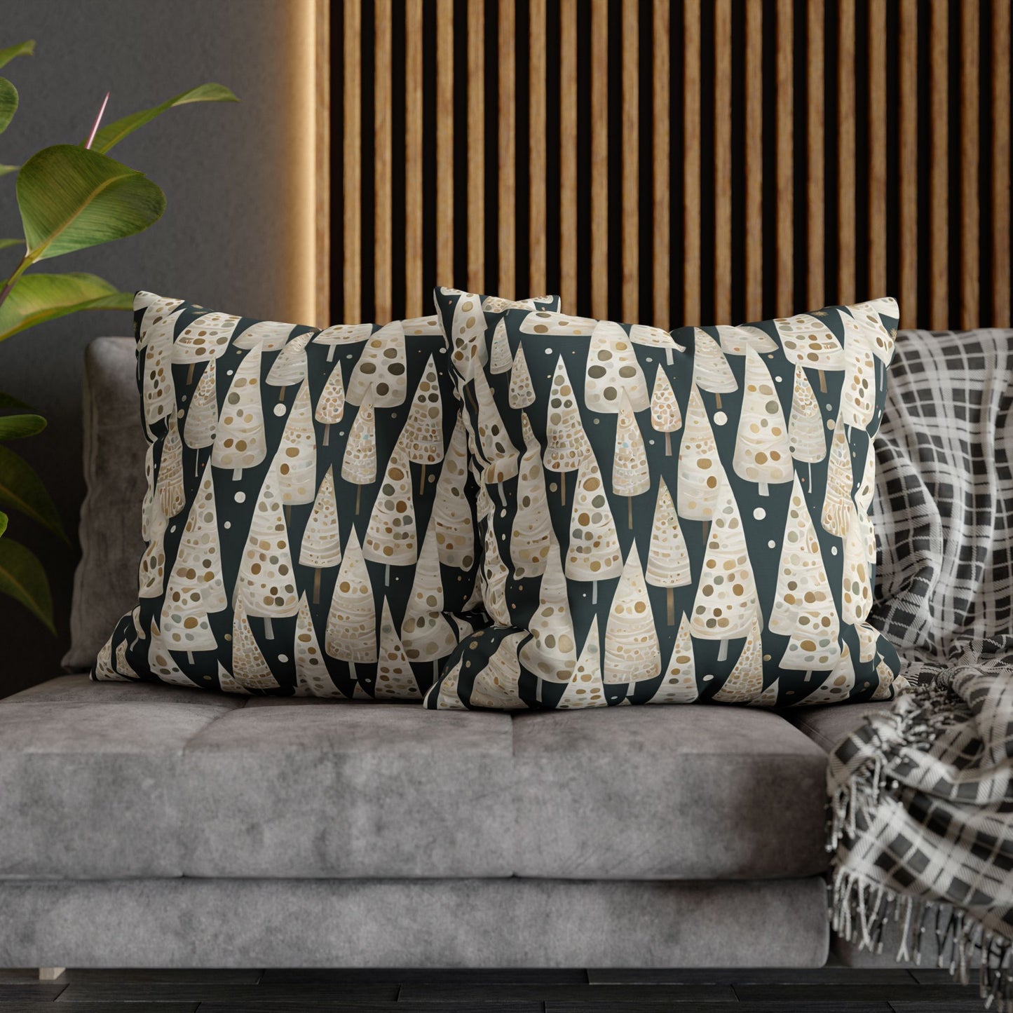 Tree Cones Square Poly Canvas Pillowcase