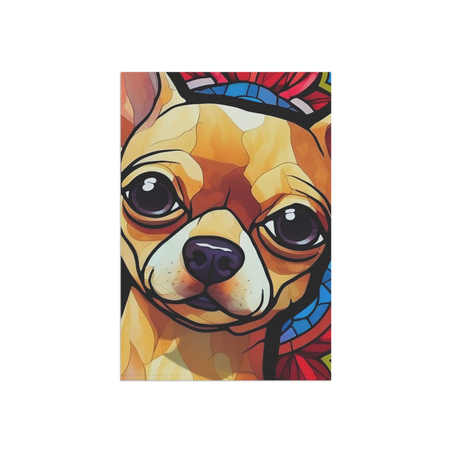 Chihuahua Face Stained Glass Look 2-Sided Garden & House Flag/Banner