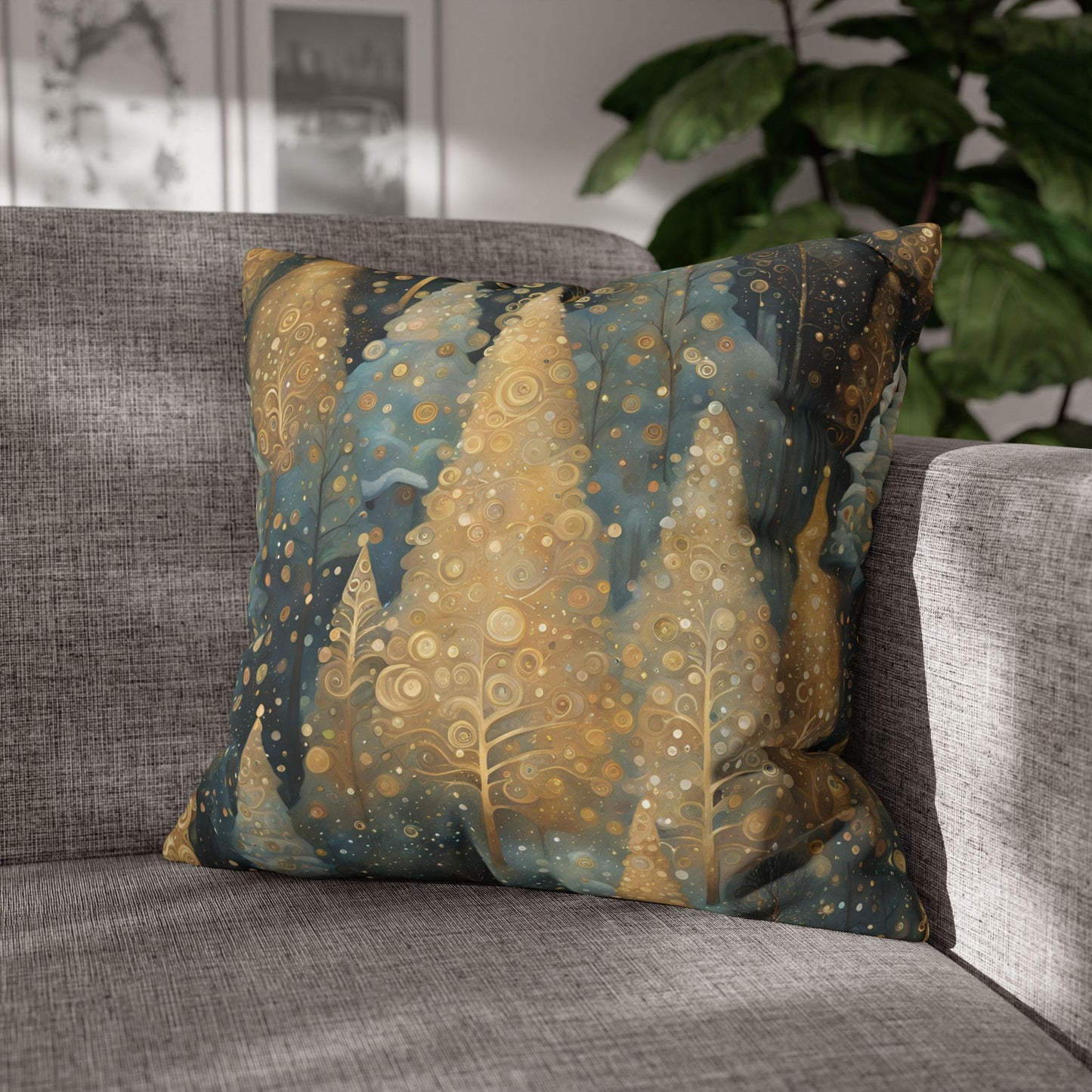 Opulent Trees Square Poly Canvas Pillowcase