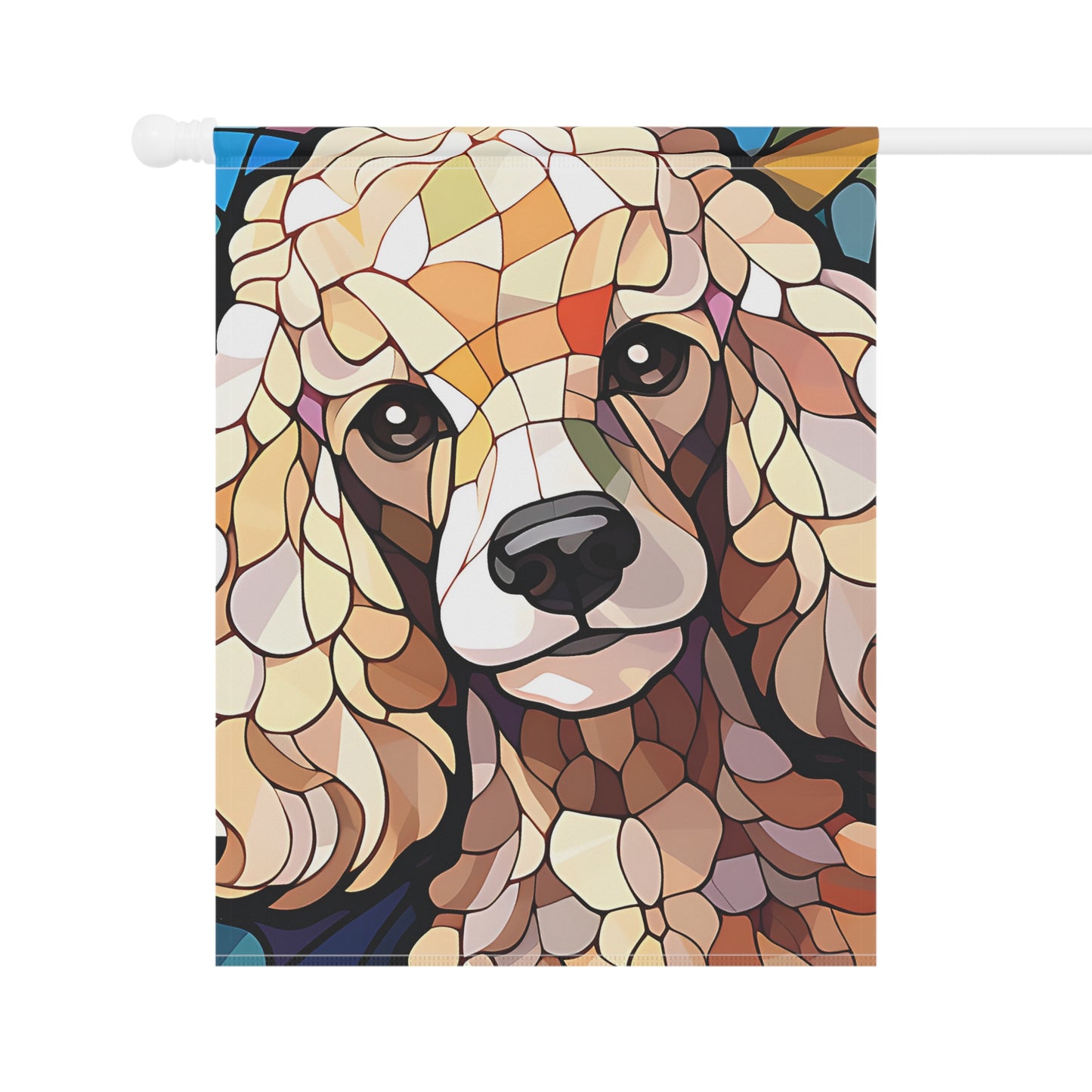 Poodle Face Stained Glass Look 2-Sided Garden & House Flag/Banner