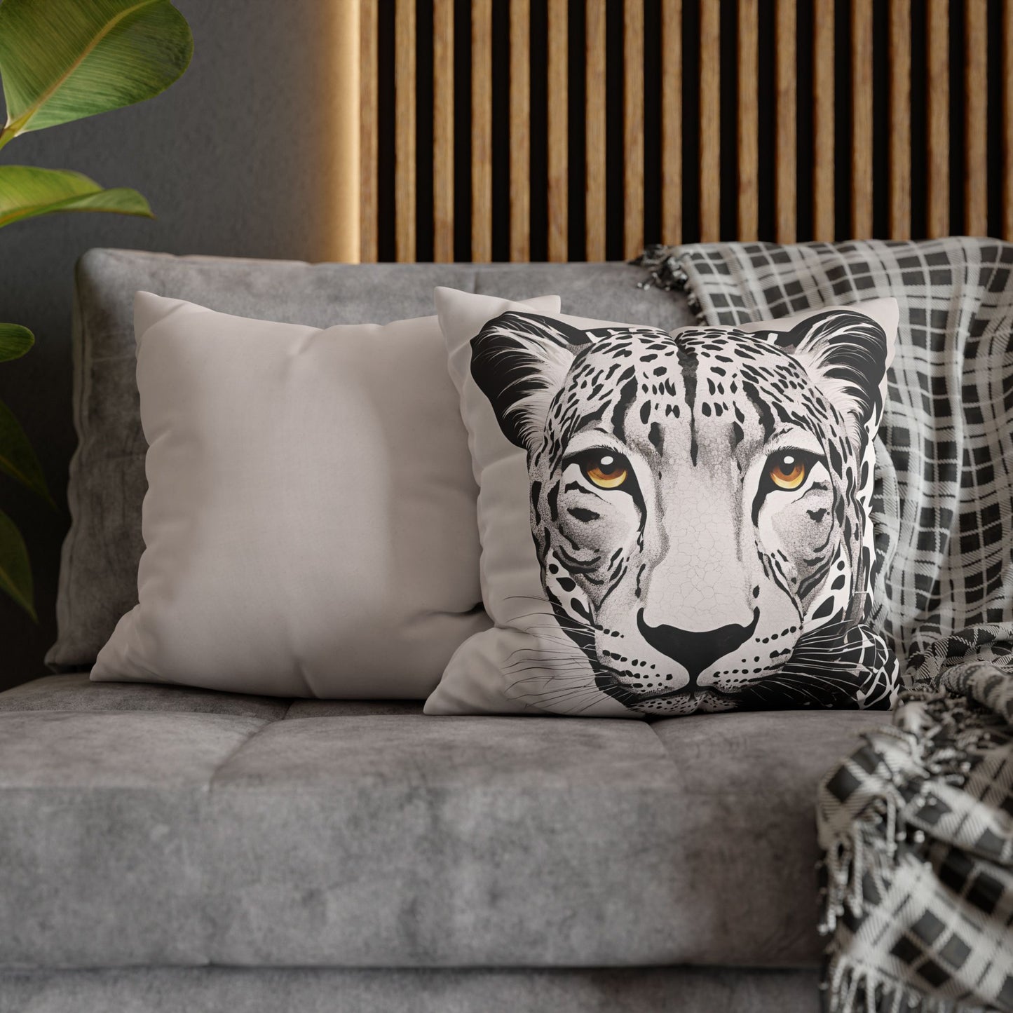 Leopard Square Poly Canvas Pillowcase