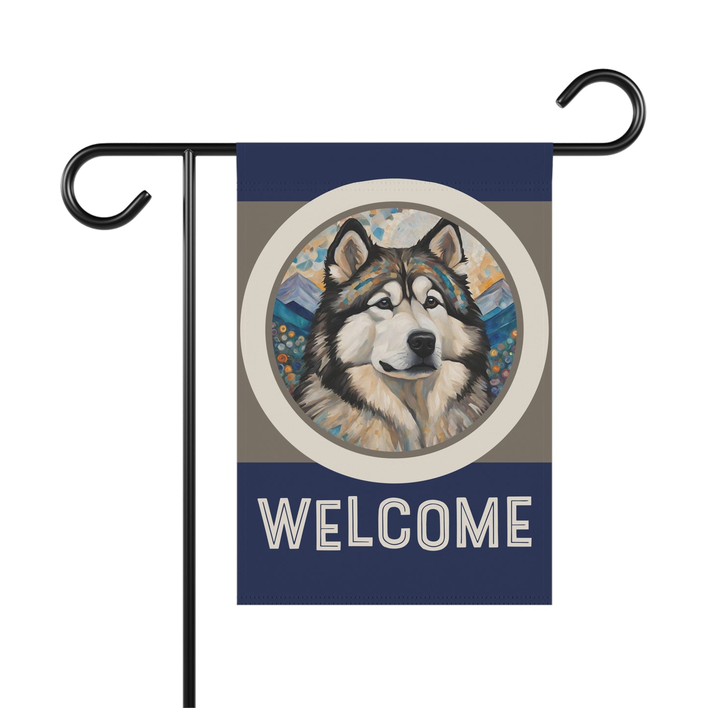 Alaskan Malamute Welcome 2-Sided Garden & House Flag/Banner