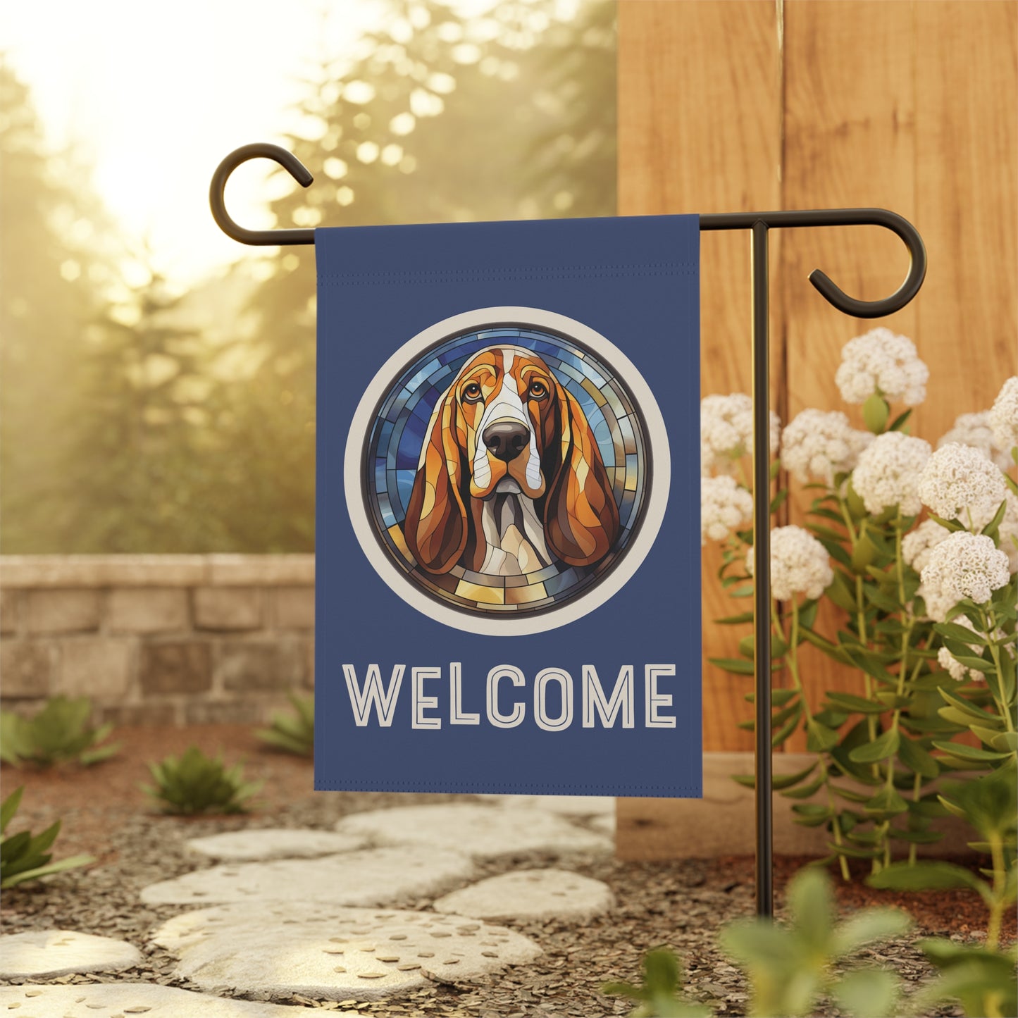 Basset Hound Welcome 2-Sided Garden & House Flag/Banner