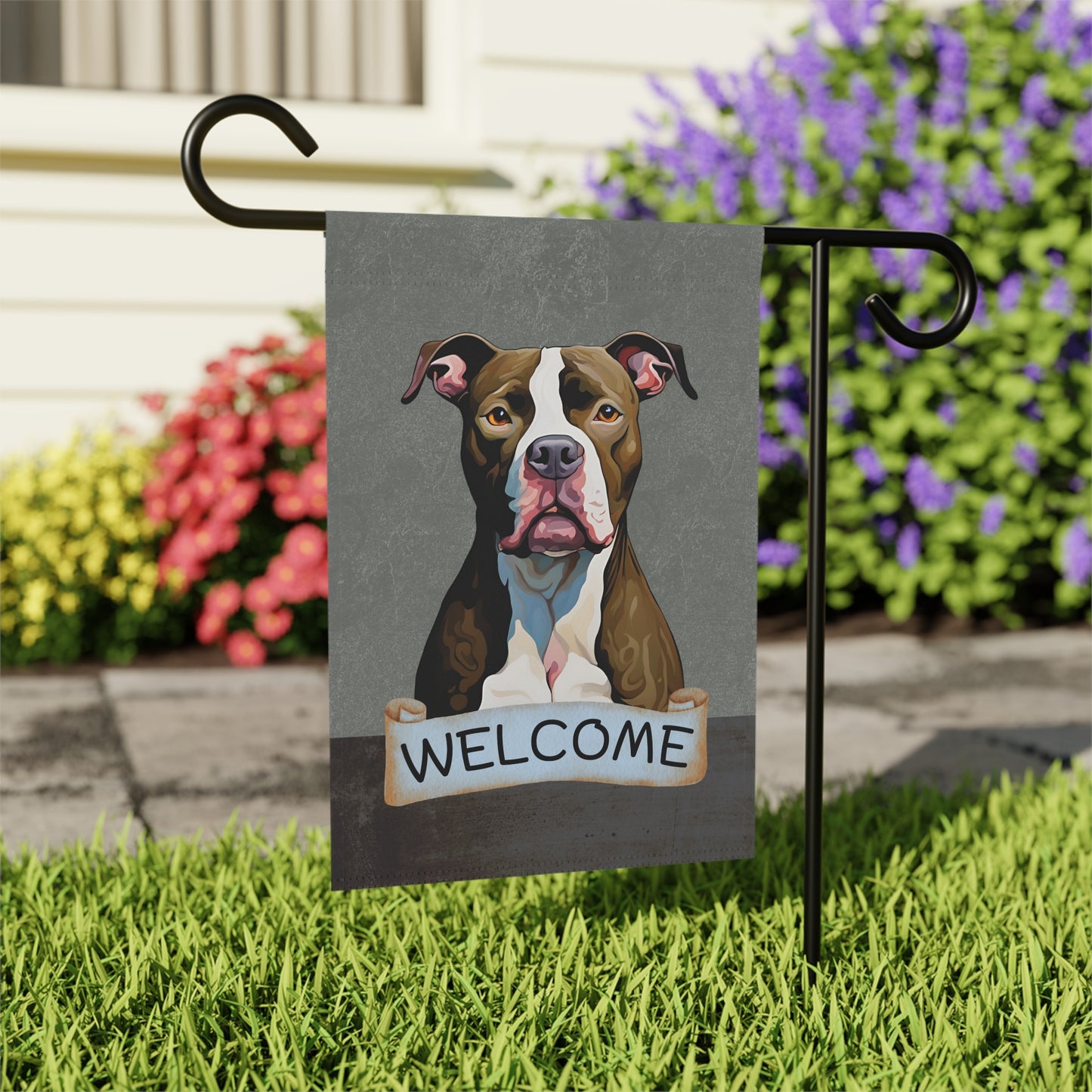 Pitbull Welcome 2-Sided Garden & House Flag/Banner