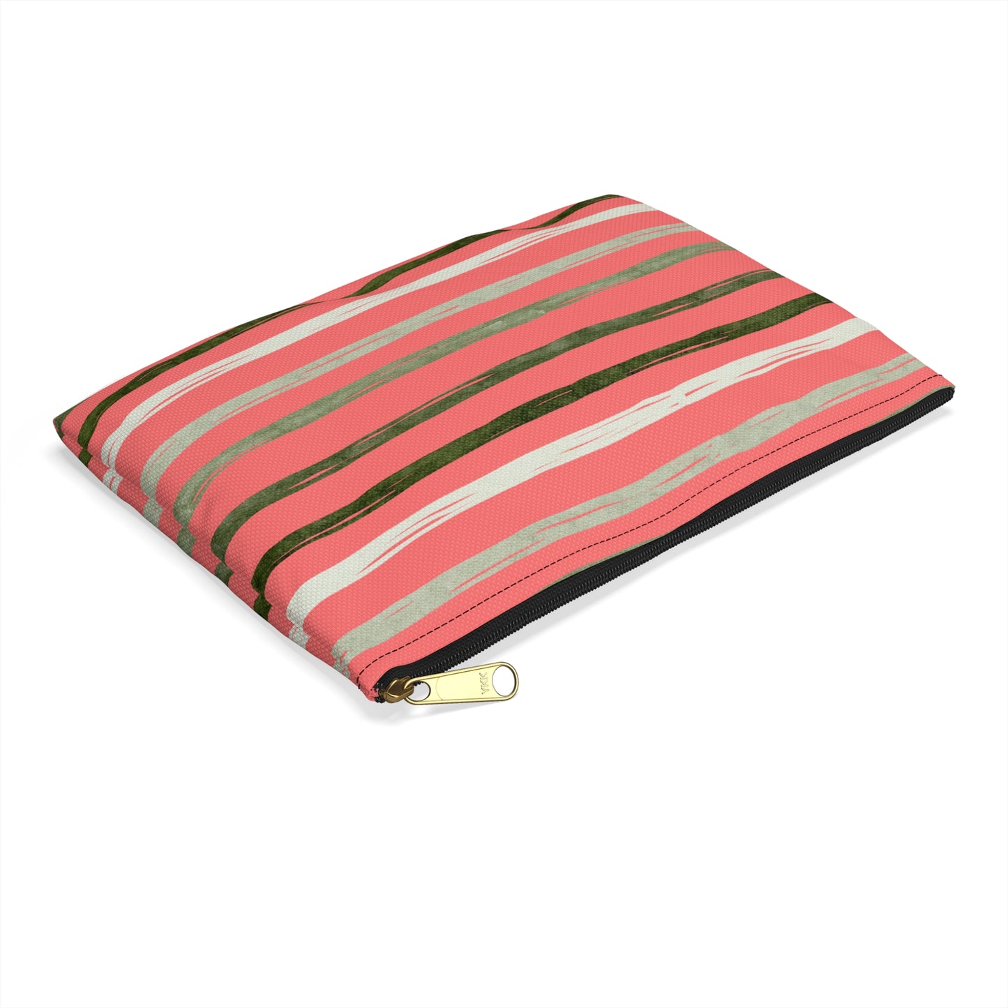 Utah Green Stripes on Melon  flat zipper Accessory Pouch