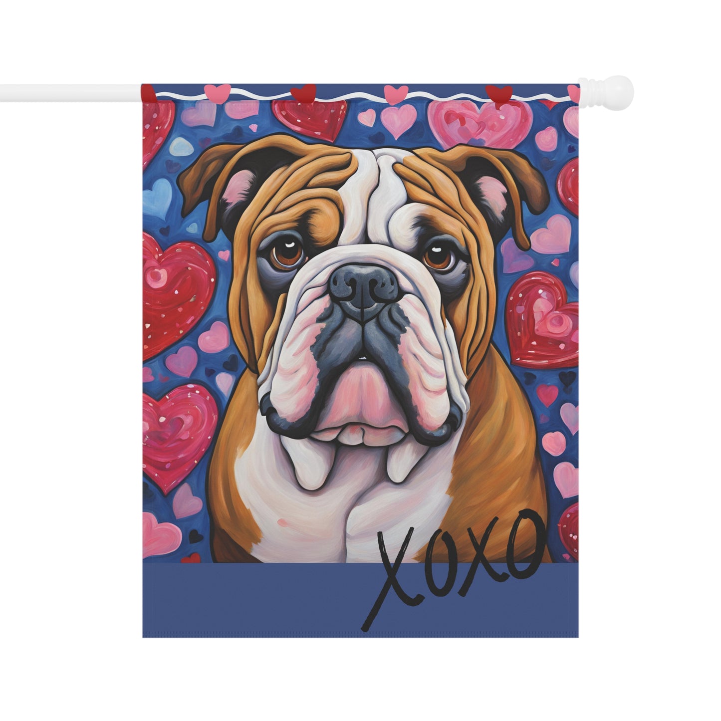 English Bulldog Valentine 2-Sided Garden & House Flag/Banner