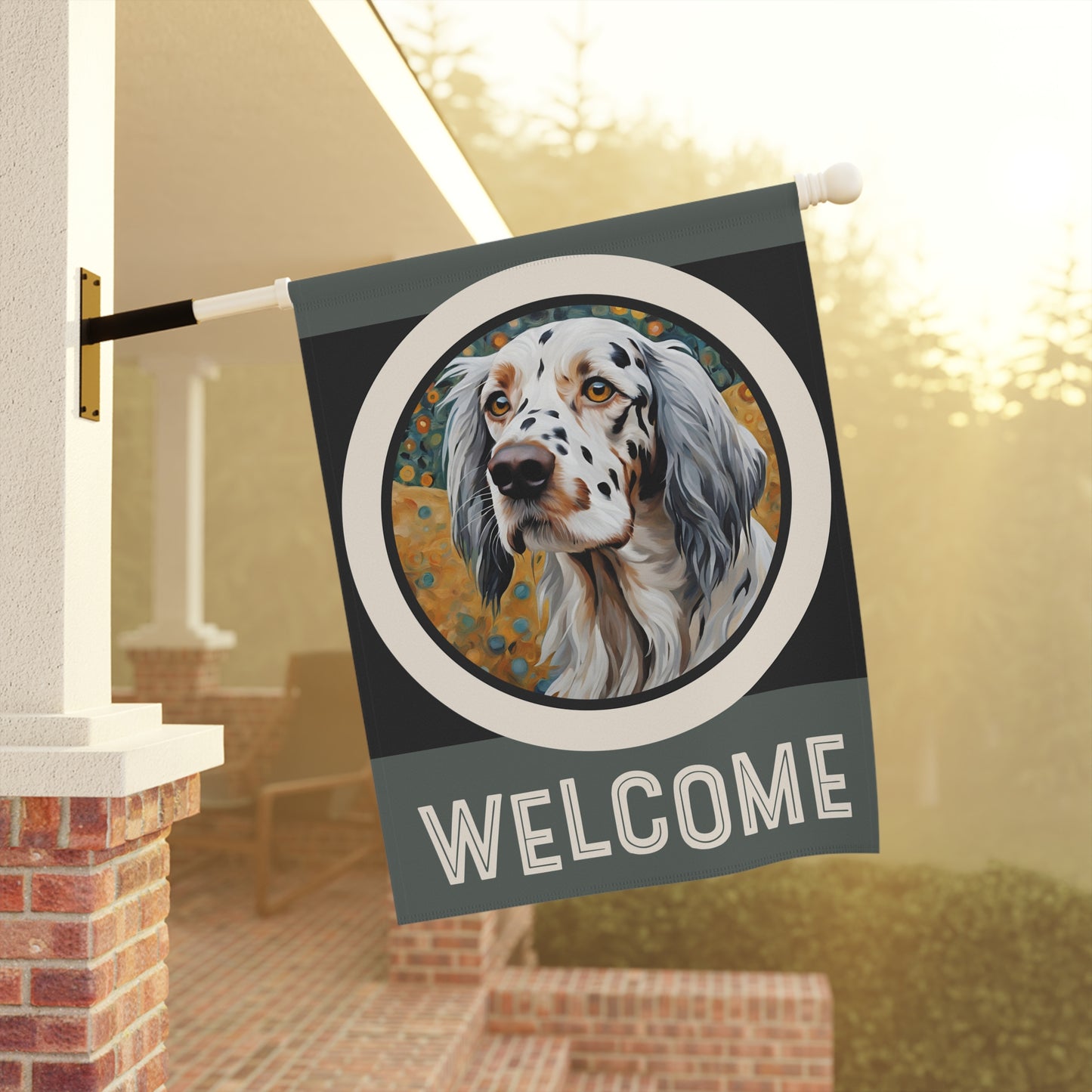 English Setter Welcome 2-Sided Garden & House Flag/Banner