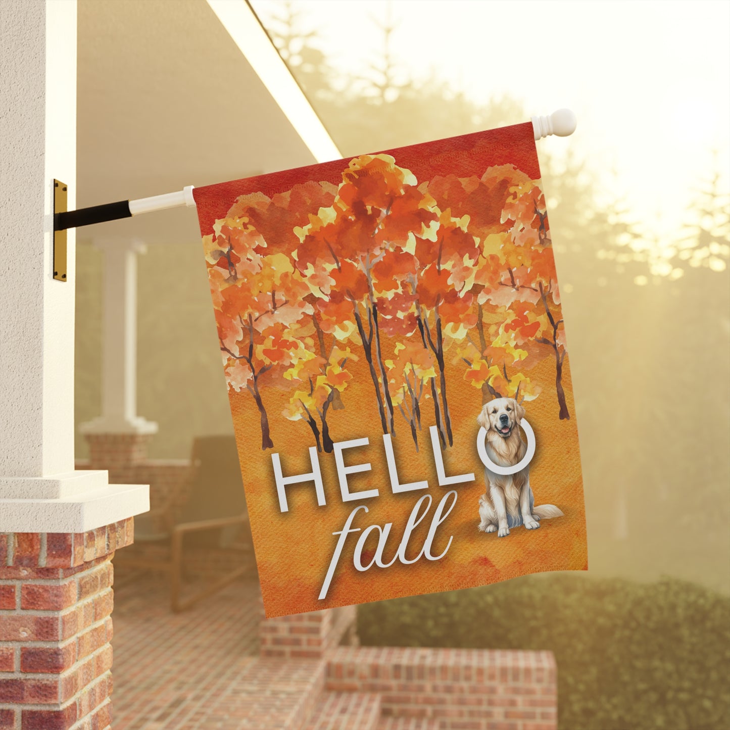 Golden Retriever Hello Fall 2-Sided Garden & House Flag/Banner