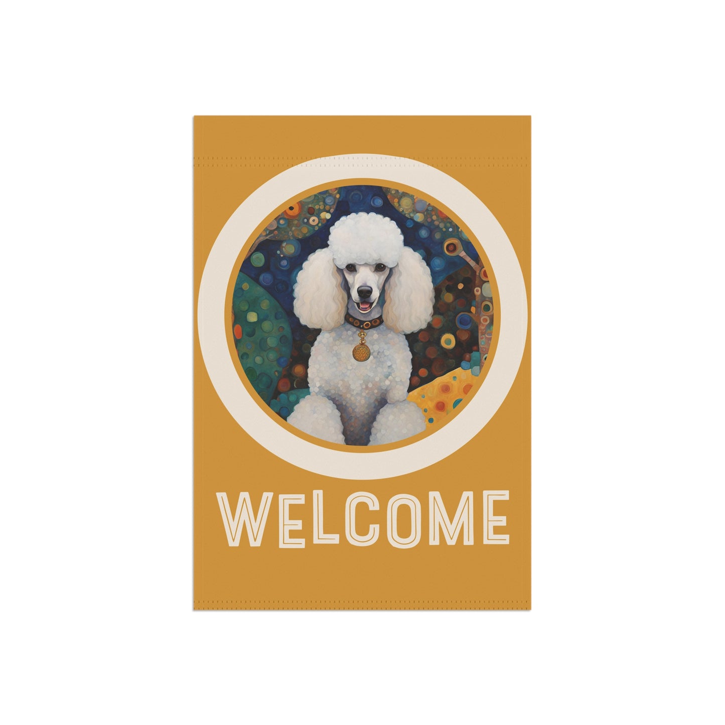 White Poodle Welcome 2-Sided Garden & House Flag/Banner