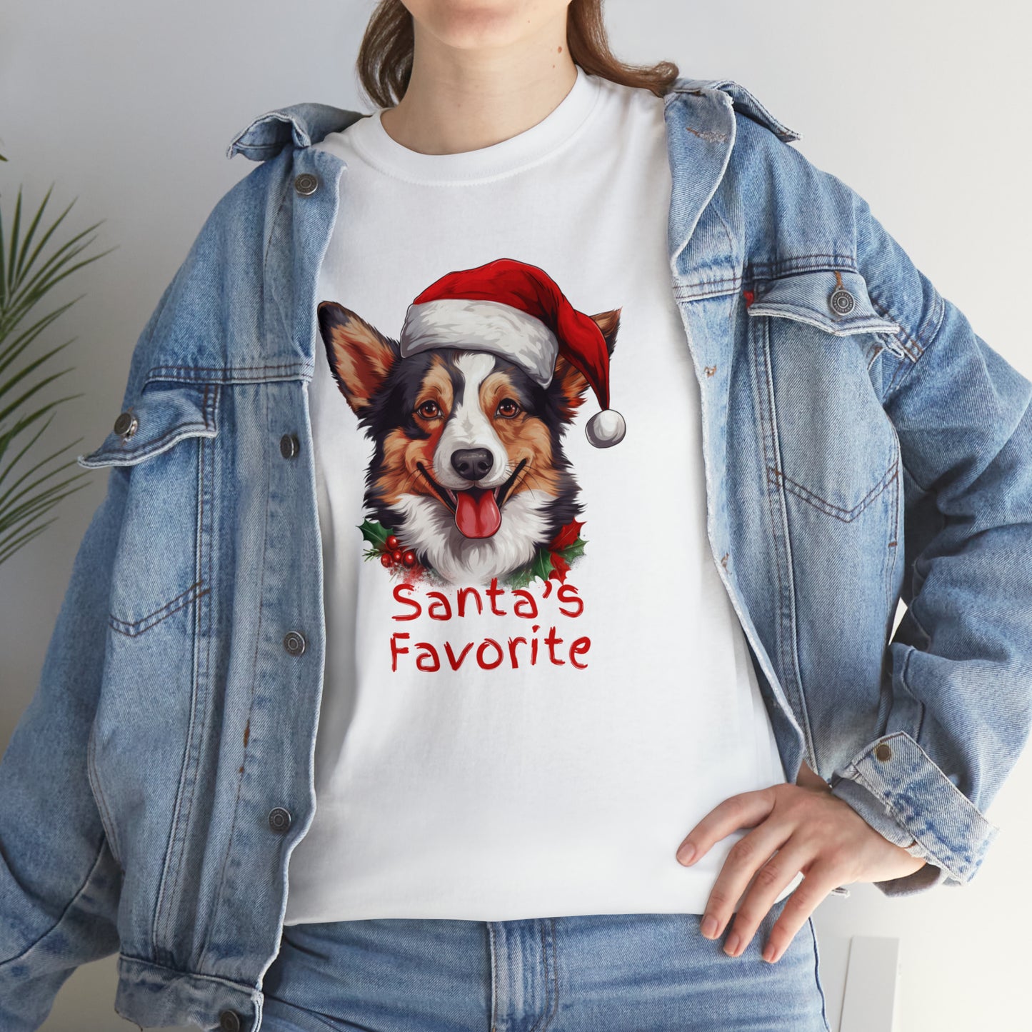 Santa's Favorite Corgi Unisex Heavy Cotton Tee