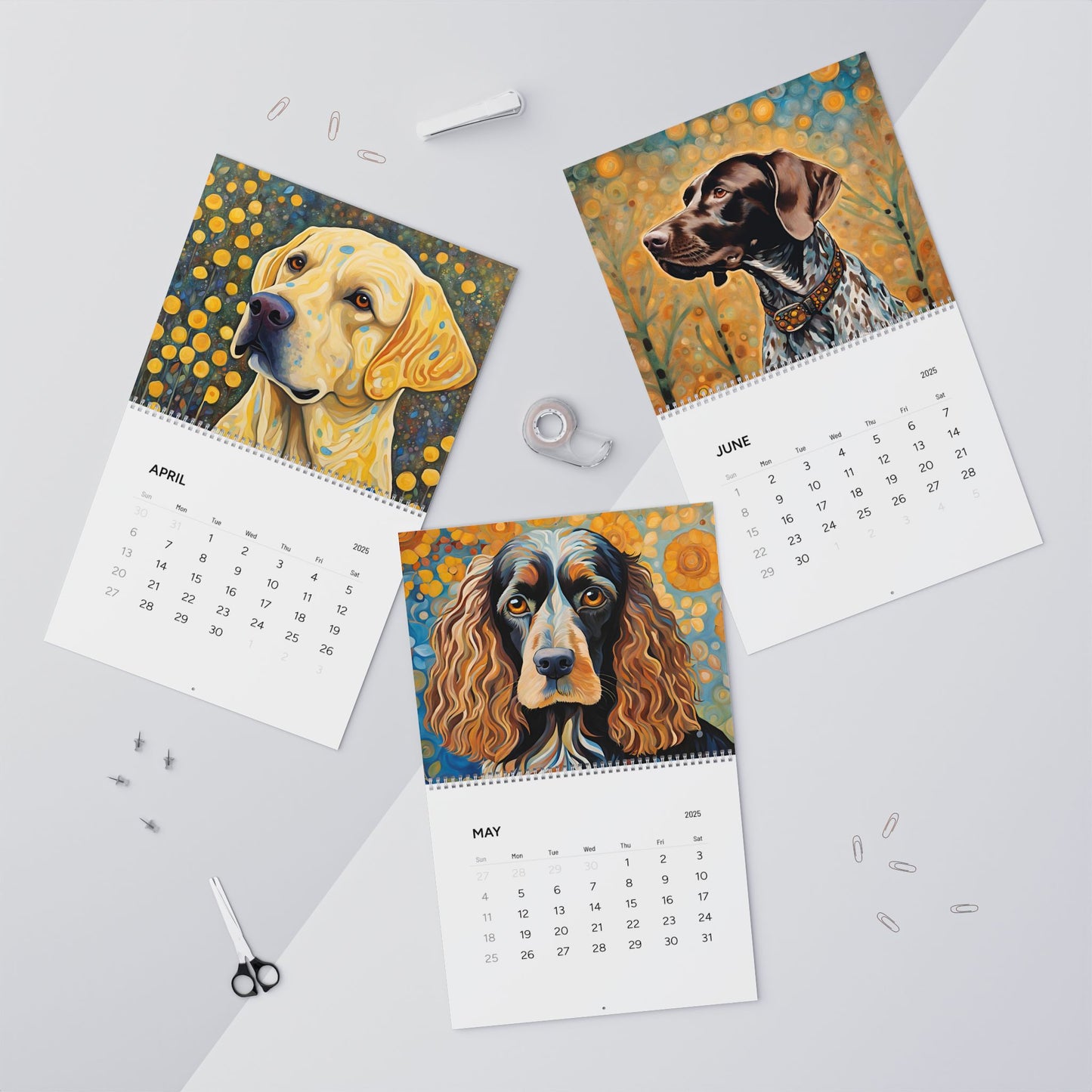 Bird Dogs 14" x 11.5" 2025 Wall Calendar