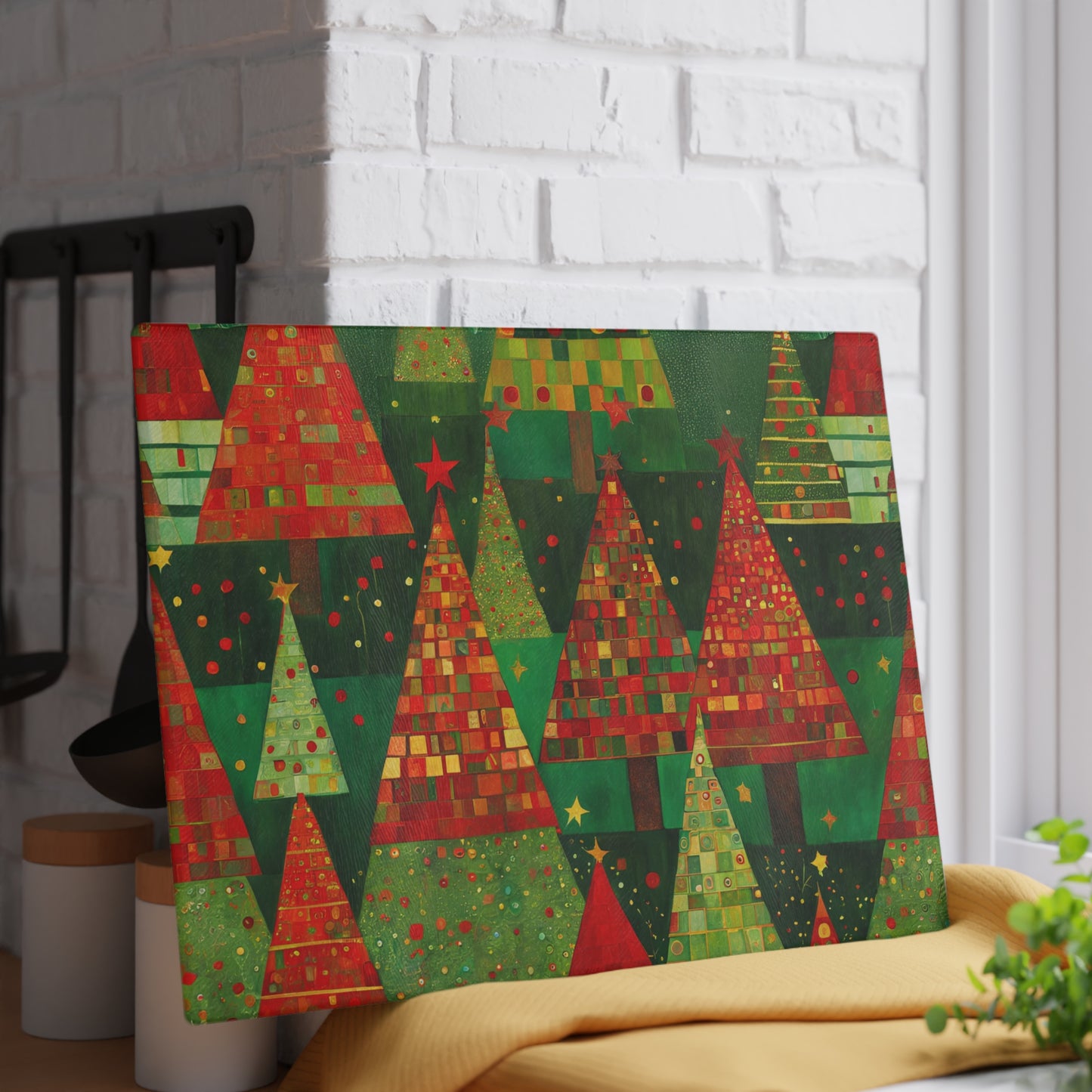 Christmas Tree Forest Tempered Glass Cutting Board