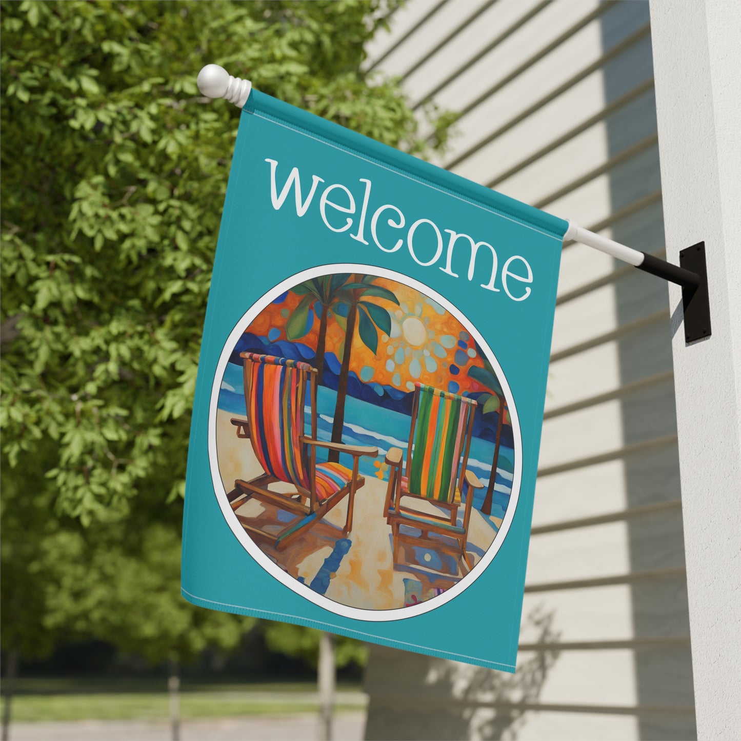 Beachside Welcome 2-Sided Garden & House Flag/Banner