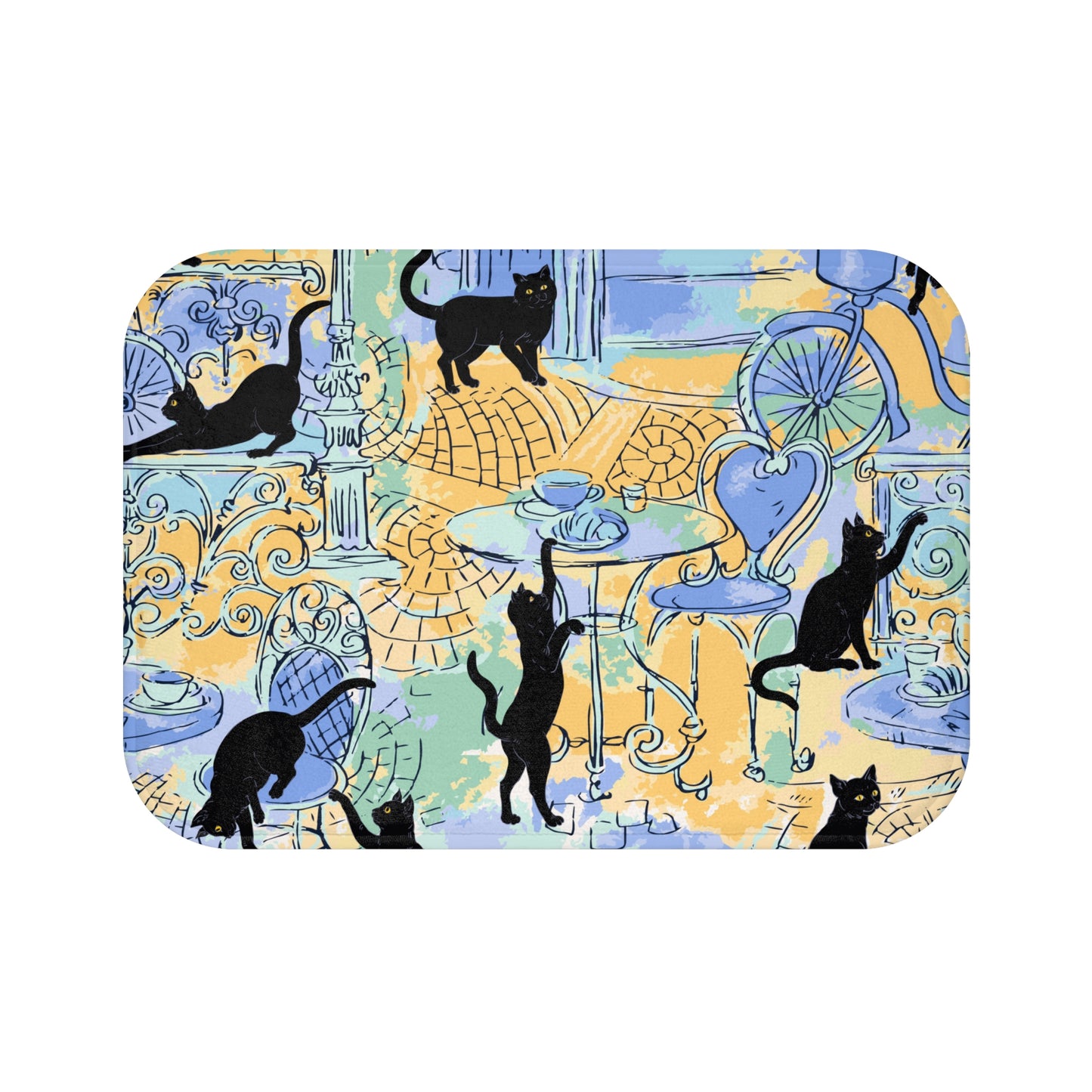 Paris Black Cats Microfiber Bath Mat