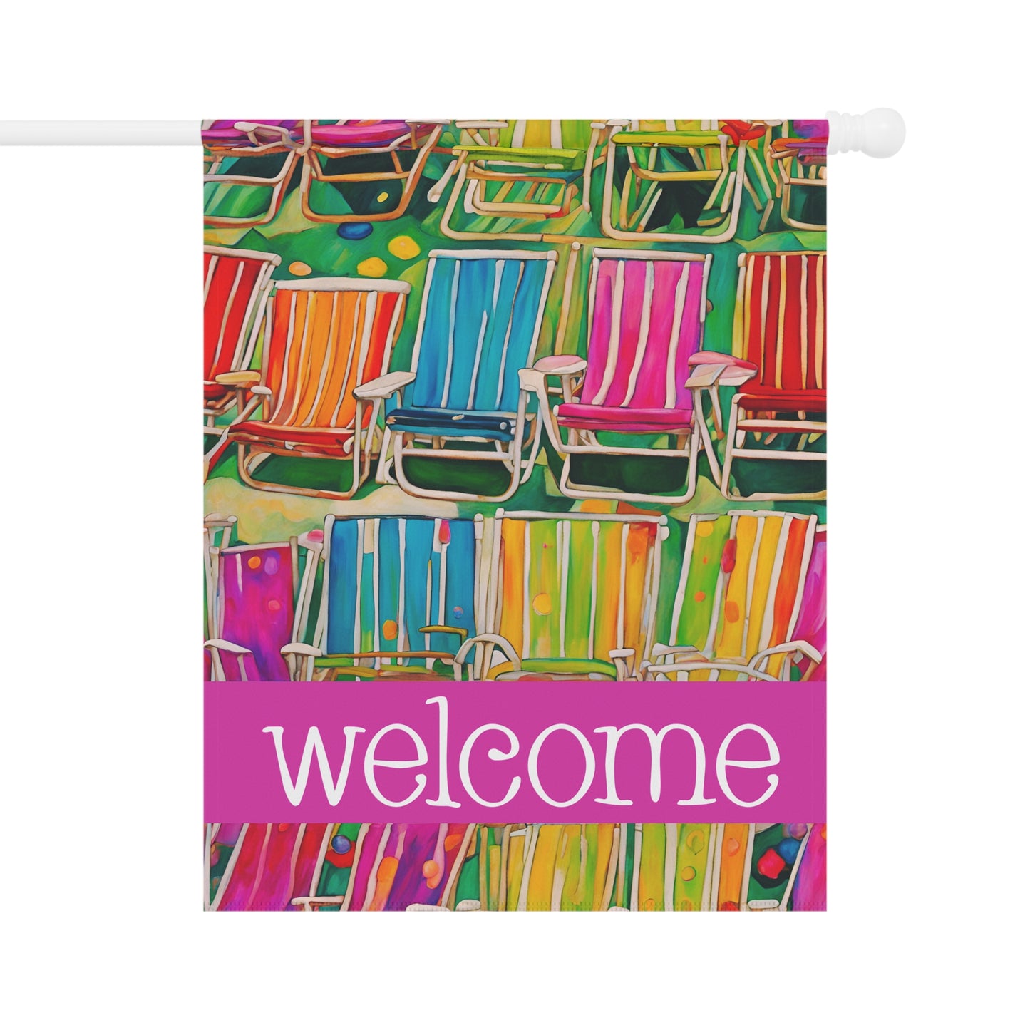 Beach Chairs Welcome 2-Sided Garden & House Flag/Banner